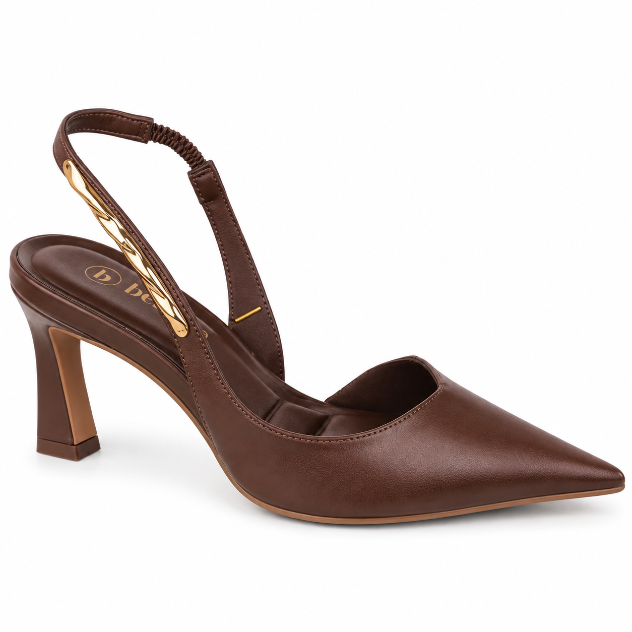 Slingback Feminino em Couro Salto Baixo