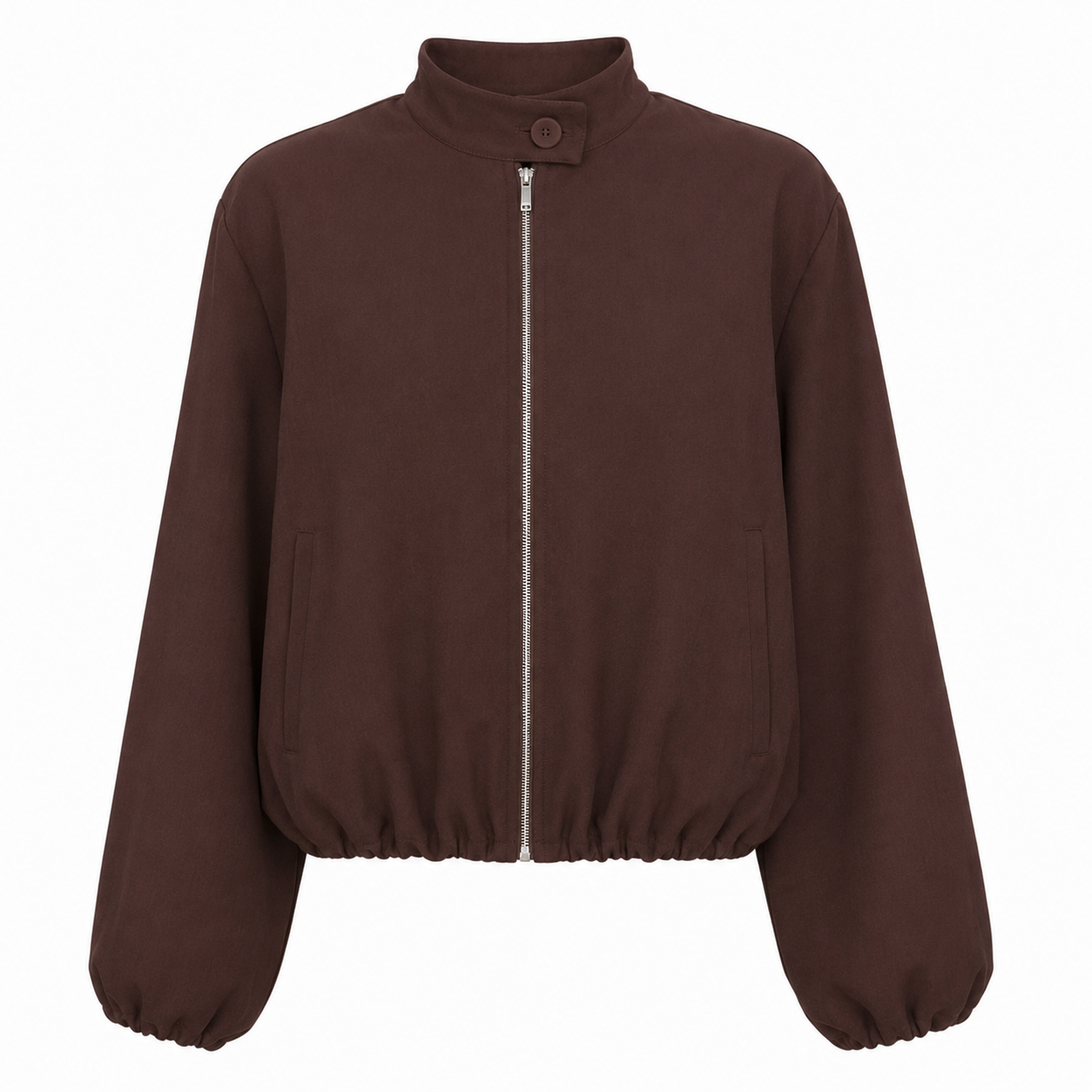 Jaqueta em Twill com Gola Alta