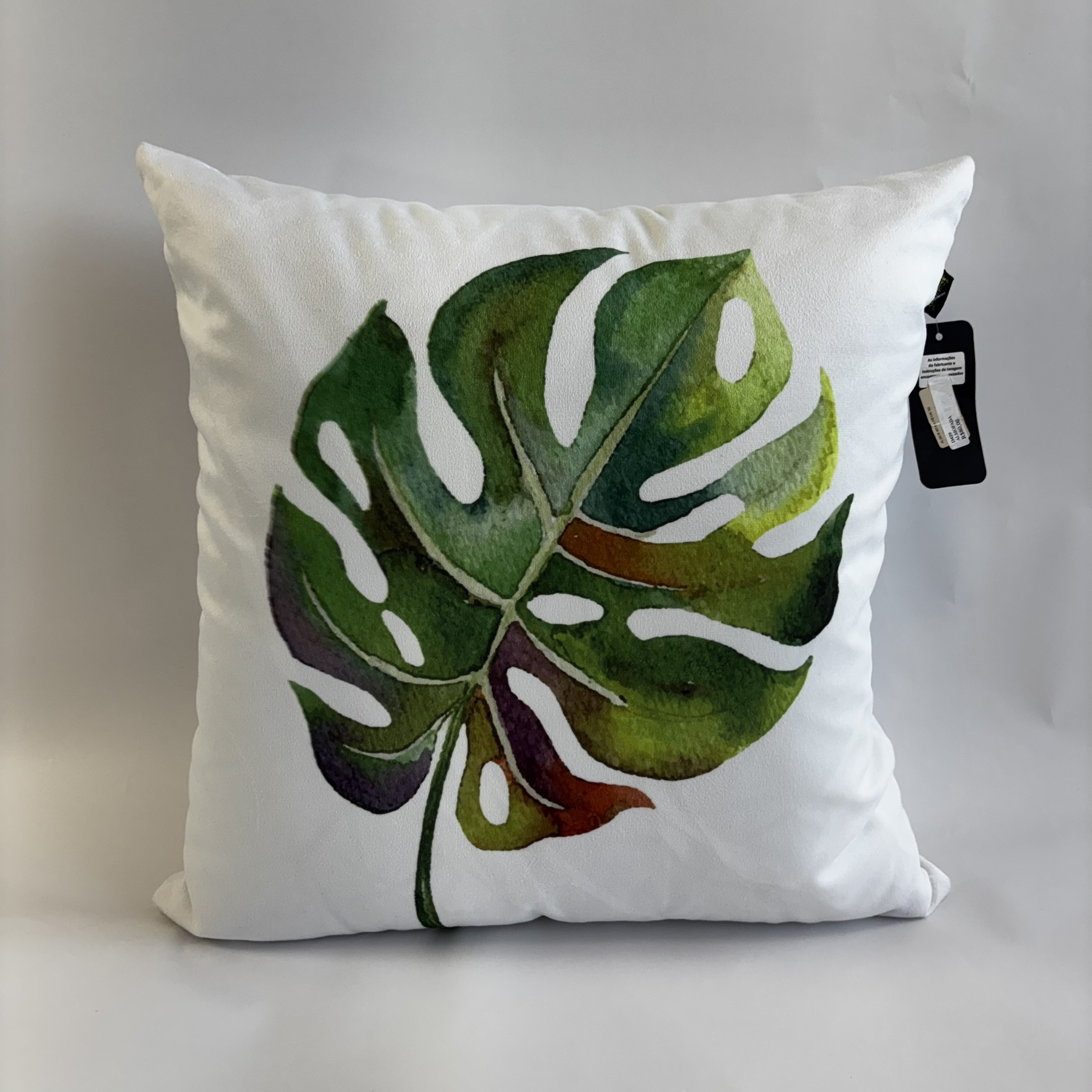 CAPA PARA ALMOFADA 50 X 50 CM  BRANCA COM ESTAMPA FLORAL