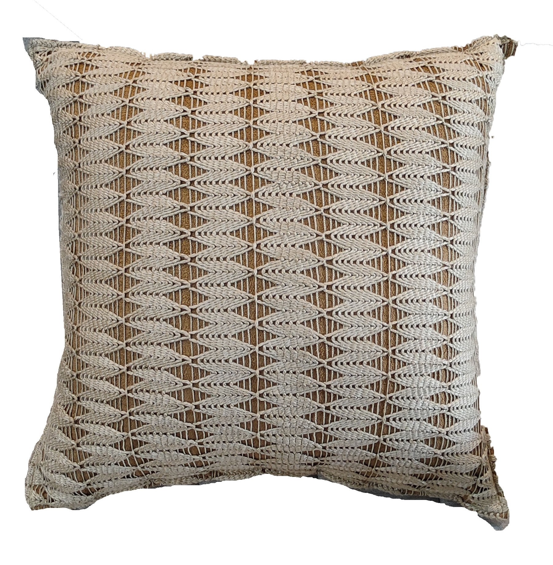 CAPA ALMOF CROCHE ESCAMA MOSTARDA 50X50