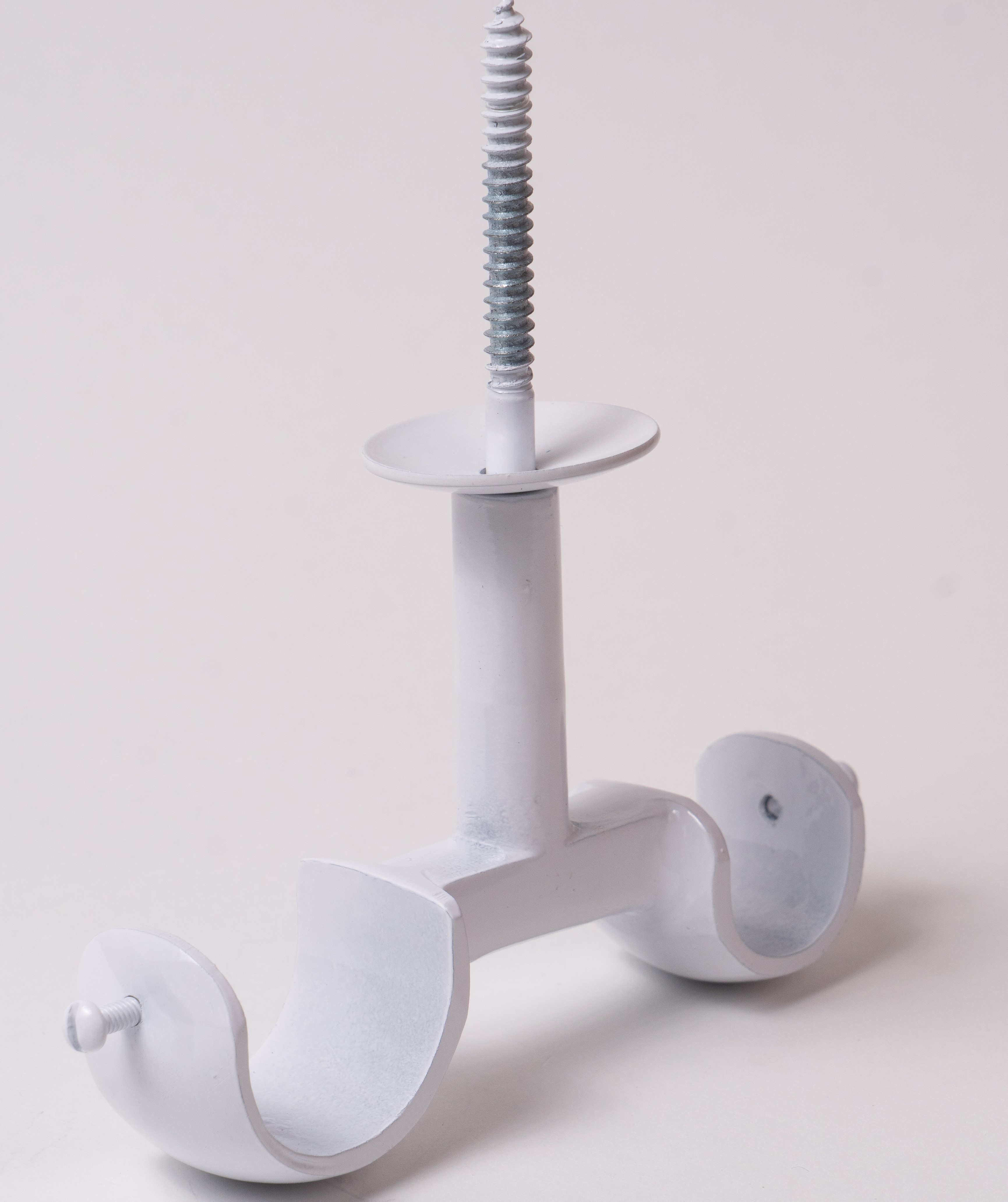 SUPORTE DUPLO DE  TETO PARA VARÃO DE CORTINA DUPLO DE 19 E 28MM - BRANCO