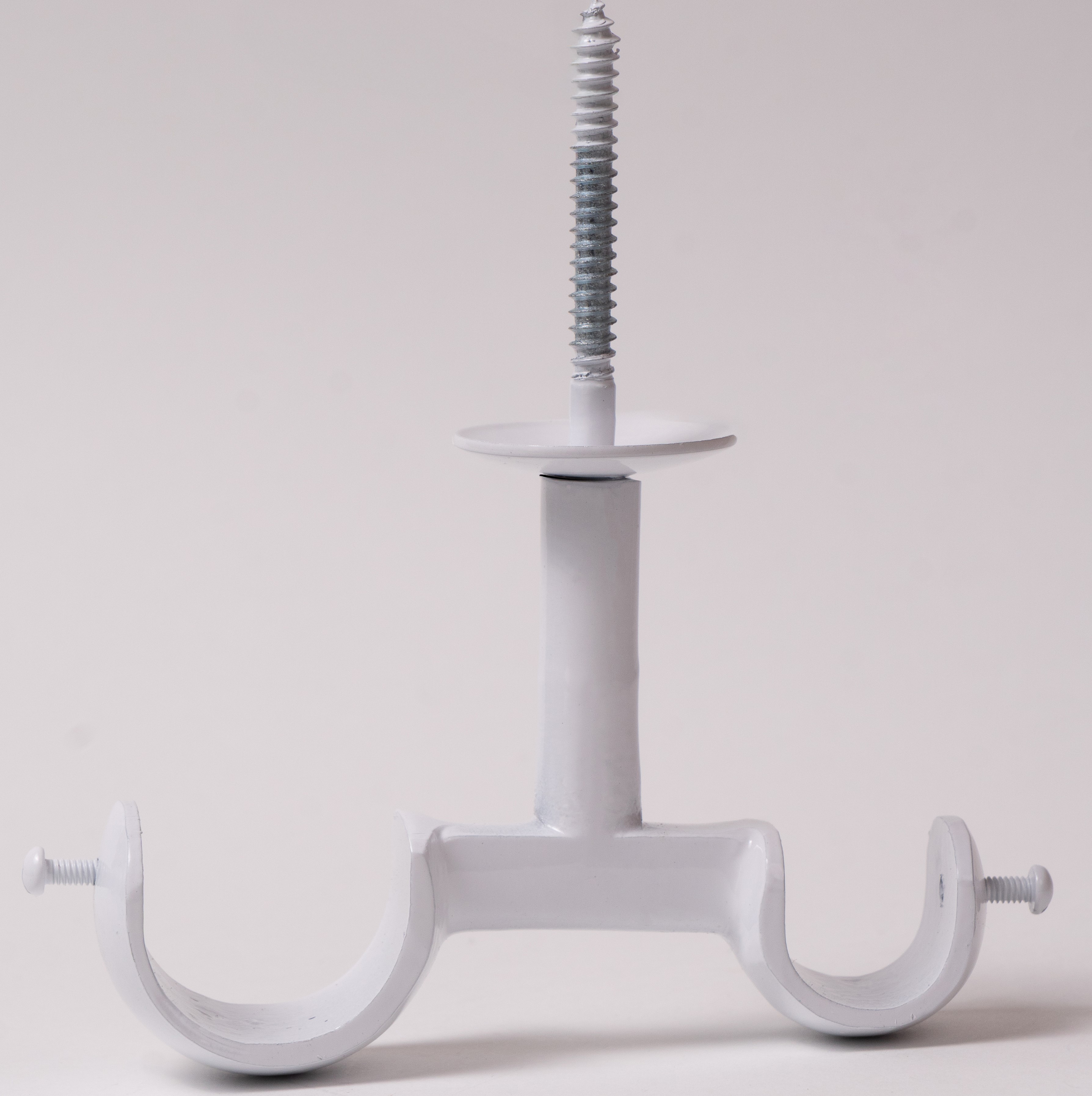 SUPORTE DUPLO DE  TETO PARA VARÃO DE CORTINA DUPLO DE 19 E 28MM - BRANCO