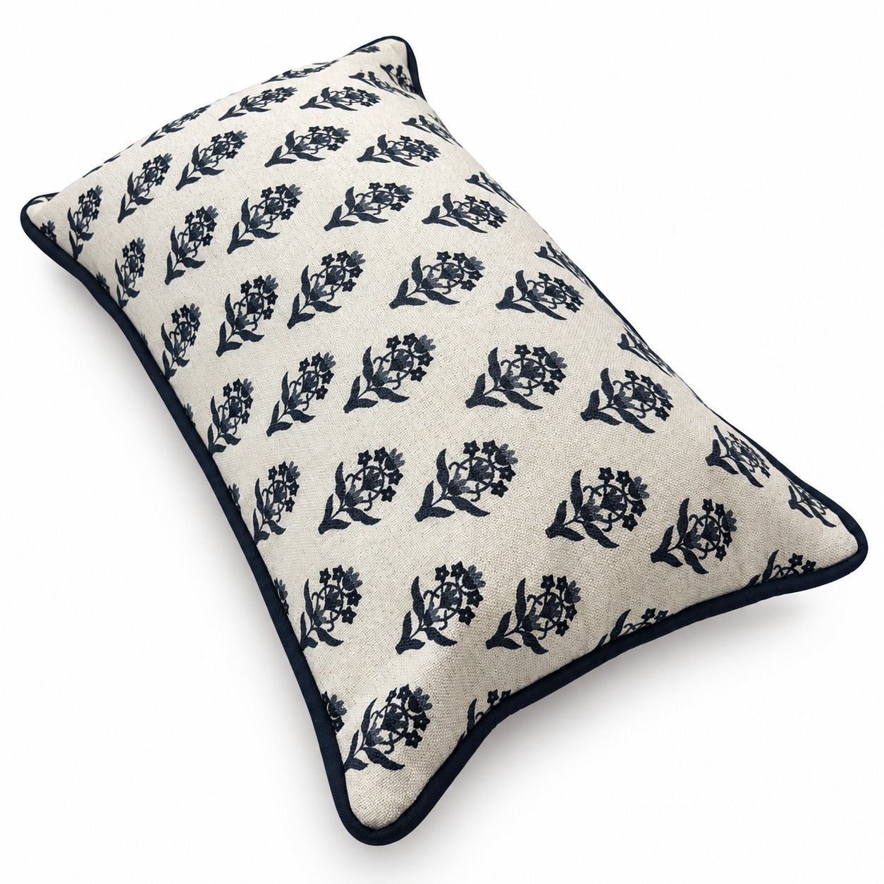 TECIDO PARA ESTOFARIA  E DECORAÇÃO LINEN  ESTAMPA FLOR DE LIS MARINHO D05 C24