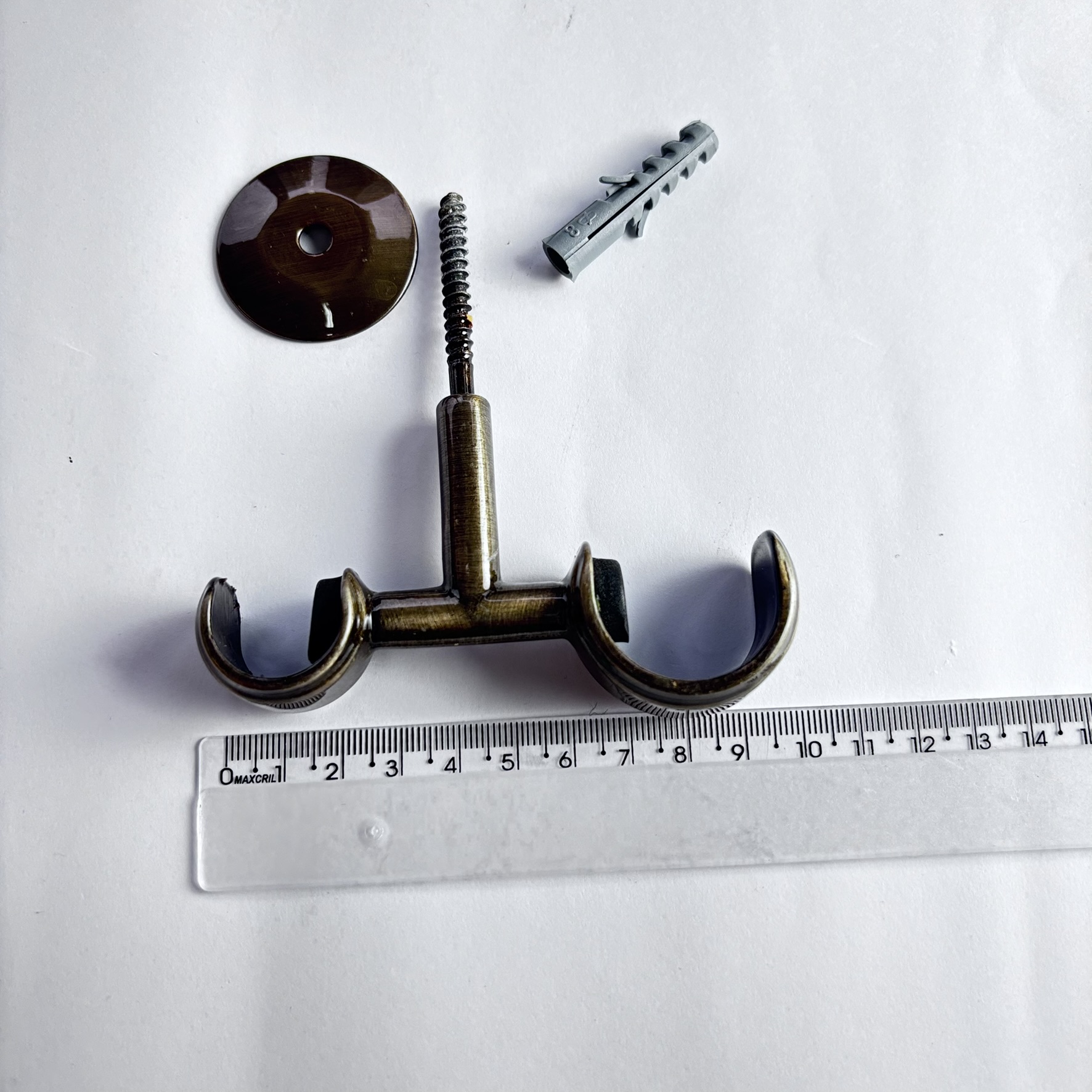 SUPORTE DUPLO DE  TETO PARA VARÃO DE CORTINA DUPLO 19 E 28MM - OURO VELHO