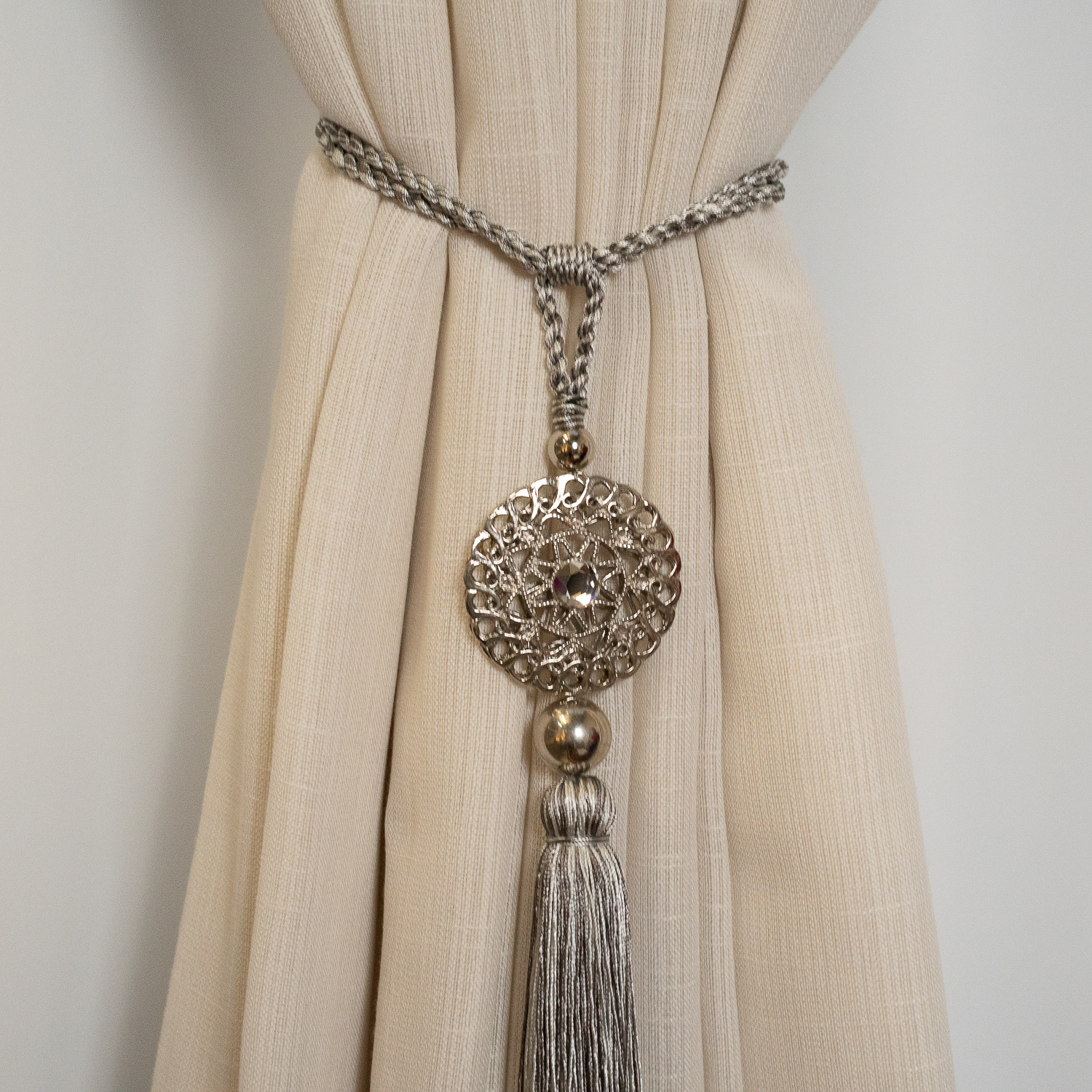 BRAÇADEIRA  PARA CORTINA ELEGANCE MESCLA CINZA