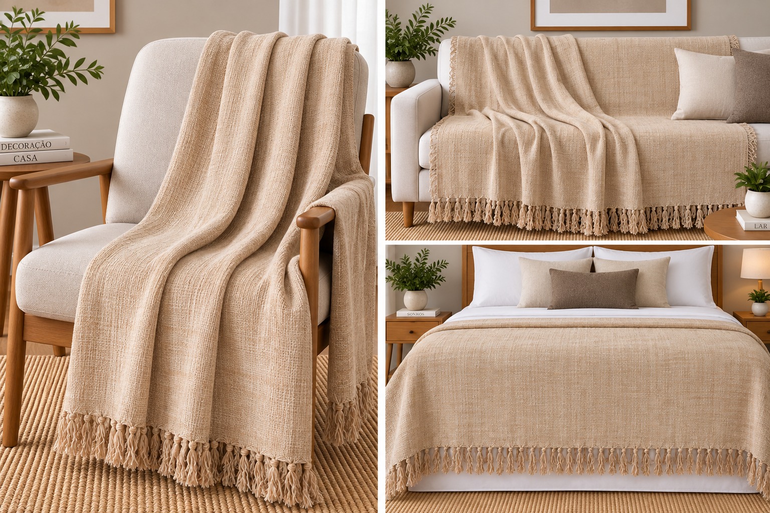 MANTA VENEZA 1,80X2,30 BEGE MESCLA