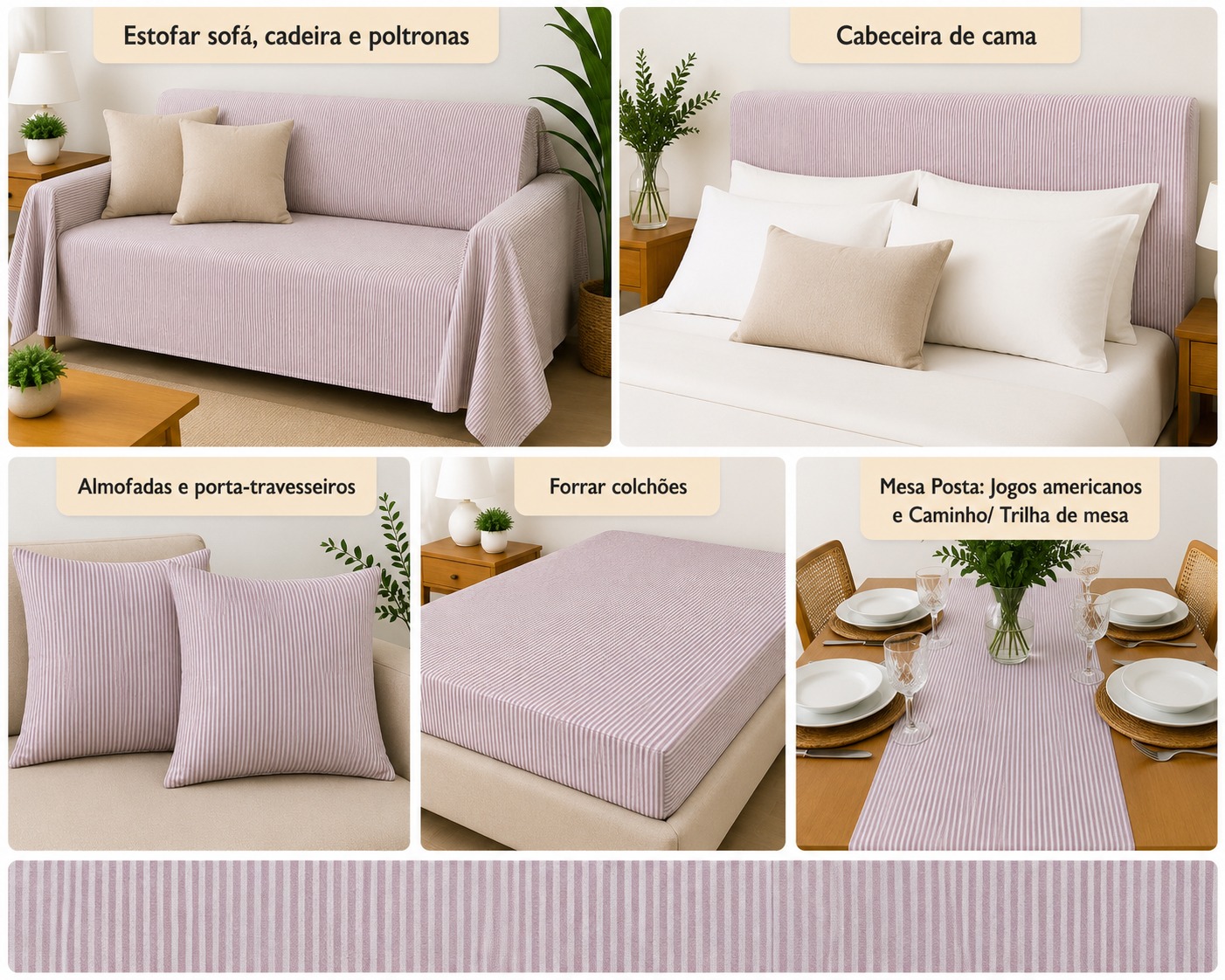 LINEN  LISTRA FINA ROSA D01 C07