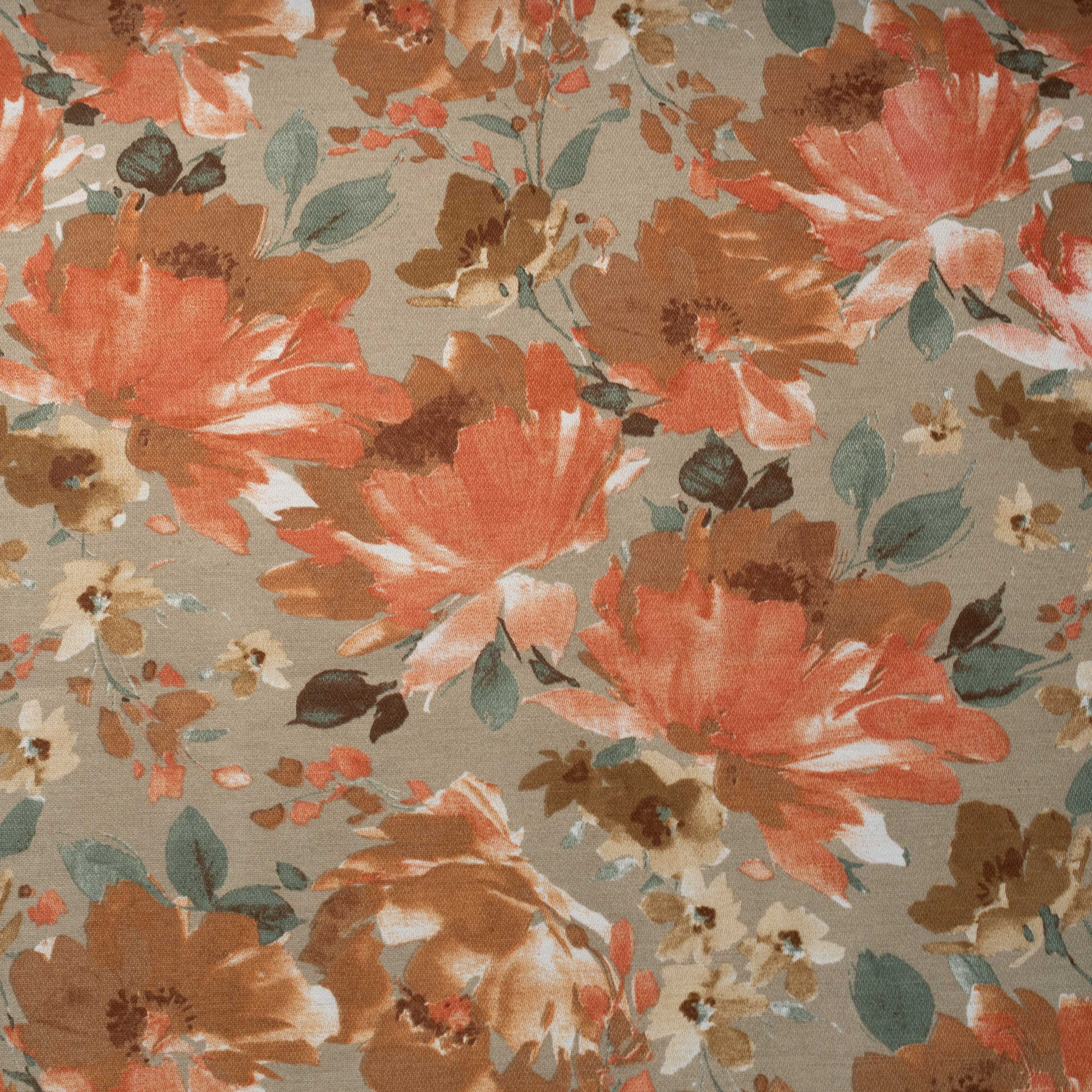 TECIDO ESTAMPADO ALGODÃO FLORAL TONS TERRA FIAMA