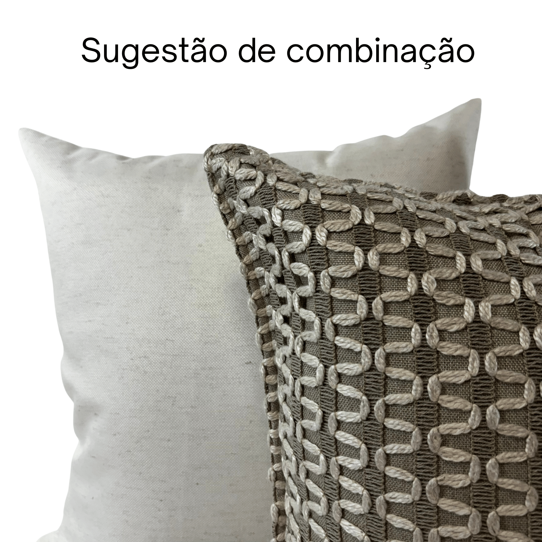 CAPA ALMOFADA CROCHE ZZ BEGE 50X50