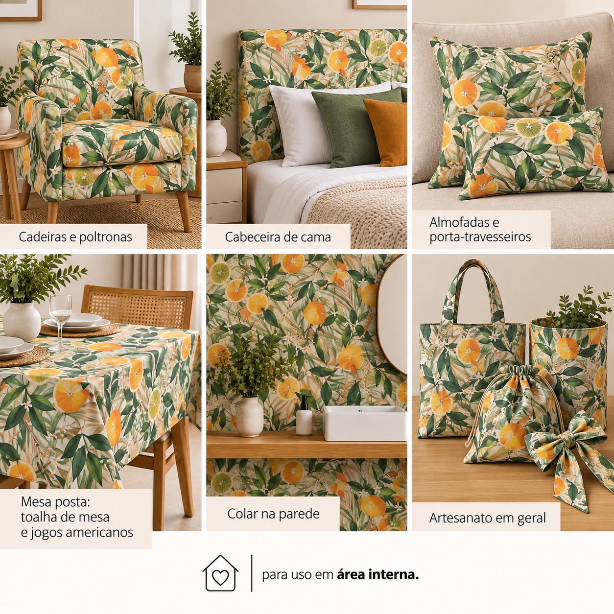 TECIDO PARA DECORAÇÃO HAVANA EST LARANJAS