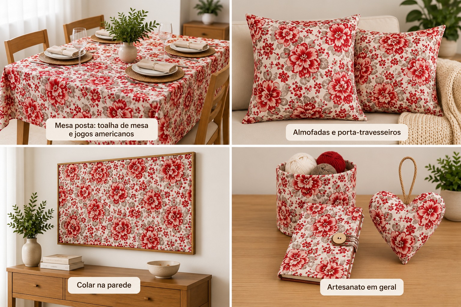 TECIDO PARA DECORAÇÃO BELIZE FLORAL VERMELHO