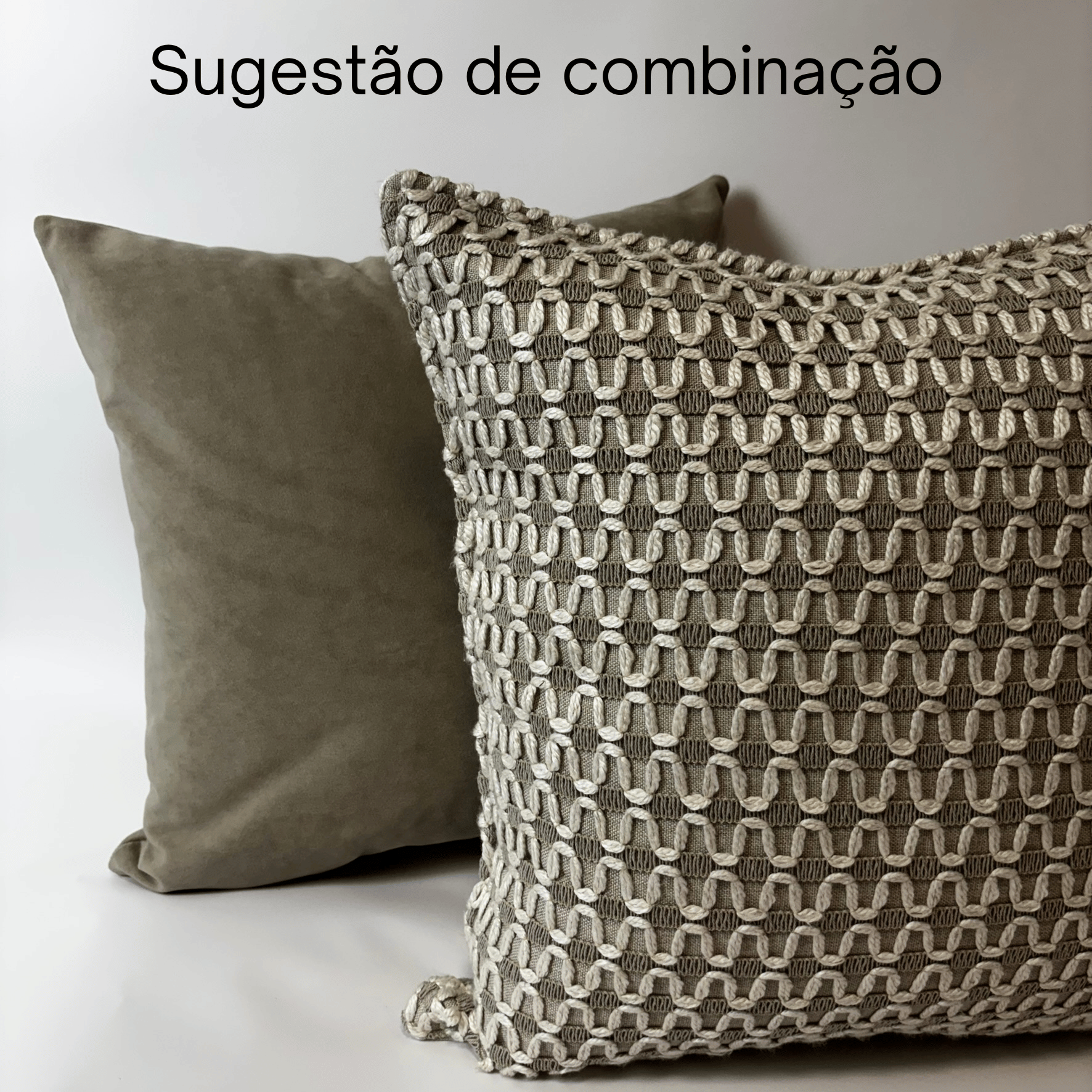 CAPA ALMOFADA CROCHE ZZ BEGE 50X50