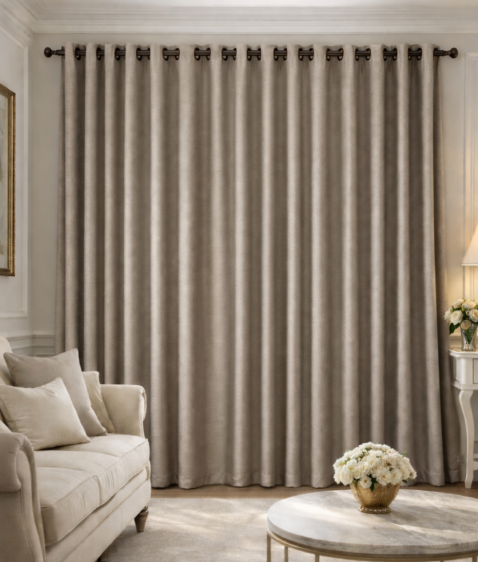 CORTINA C/ ILHOS BLACKOUT BEGE ESCURO