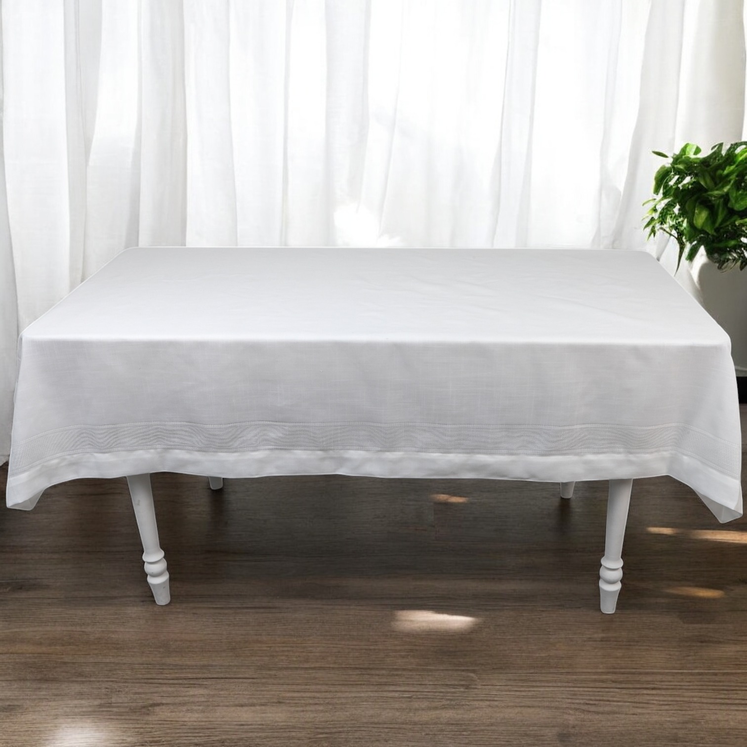 TOALHA DE MESA 6 LUGARES 1,60m x 2,10m MAISON CHARMY - BLANC 