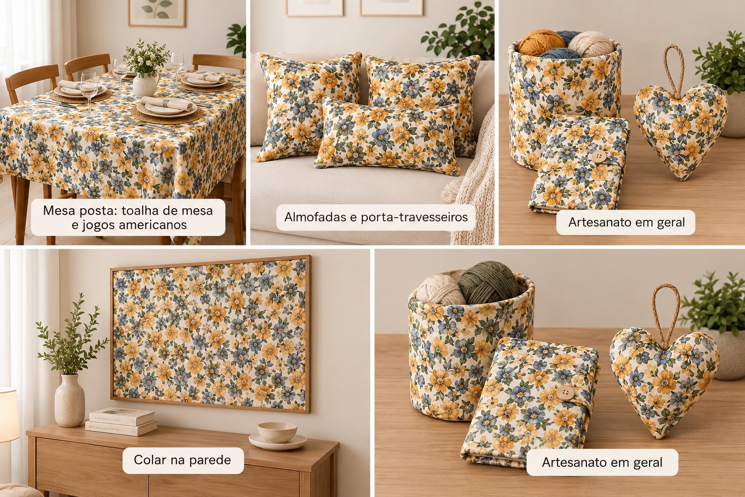 TECIDO PARA DECORAÇÃO BELIZE FLORAL AMARELO