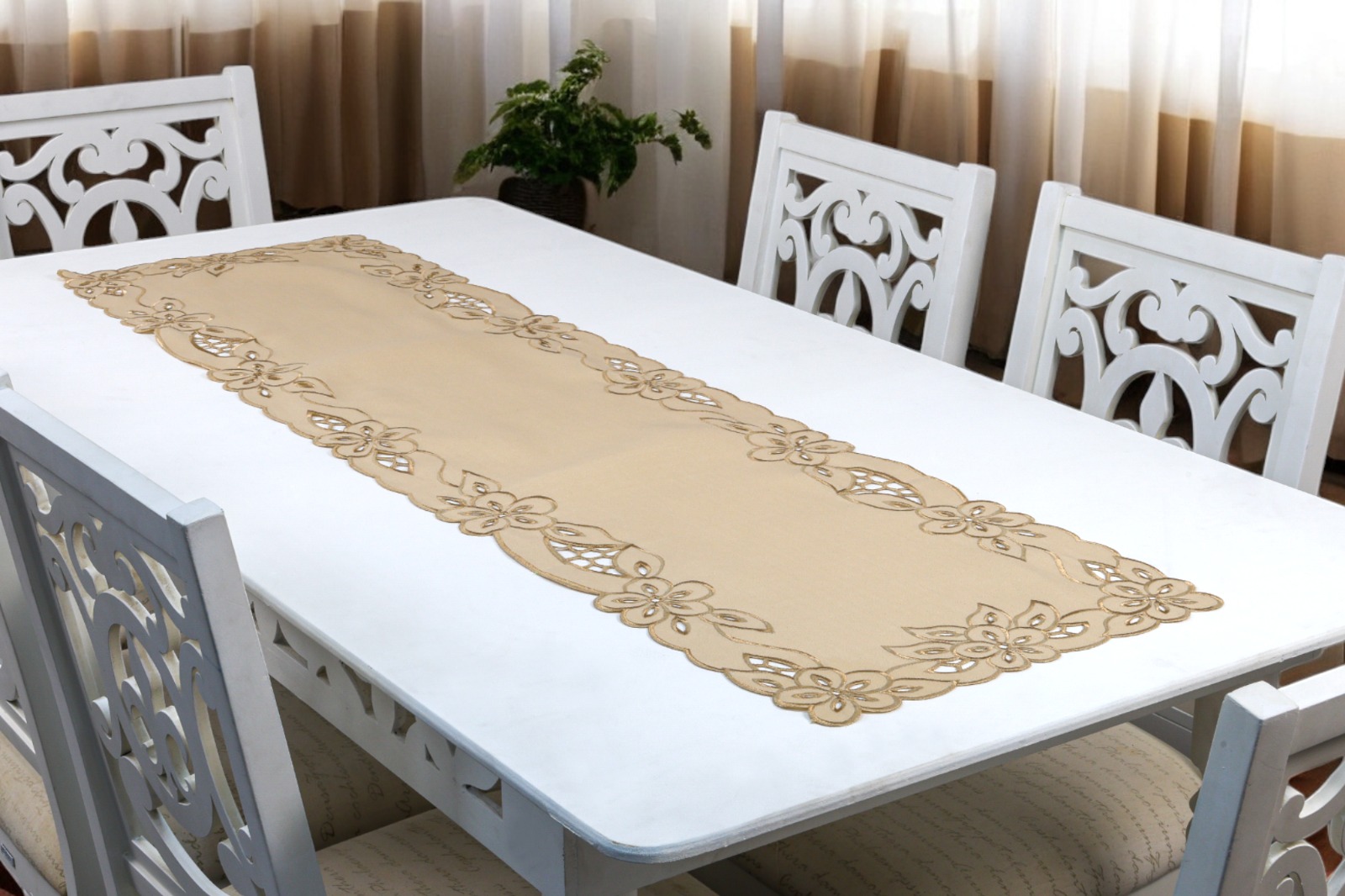 TRILHO DE MESA 40cm x 1,40m RECHILIE - BEIGE 