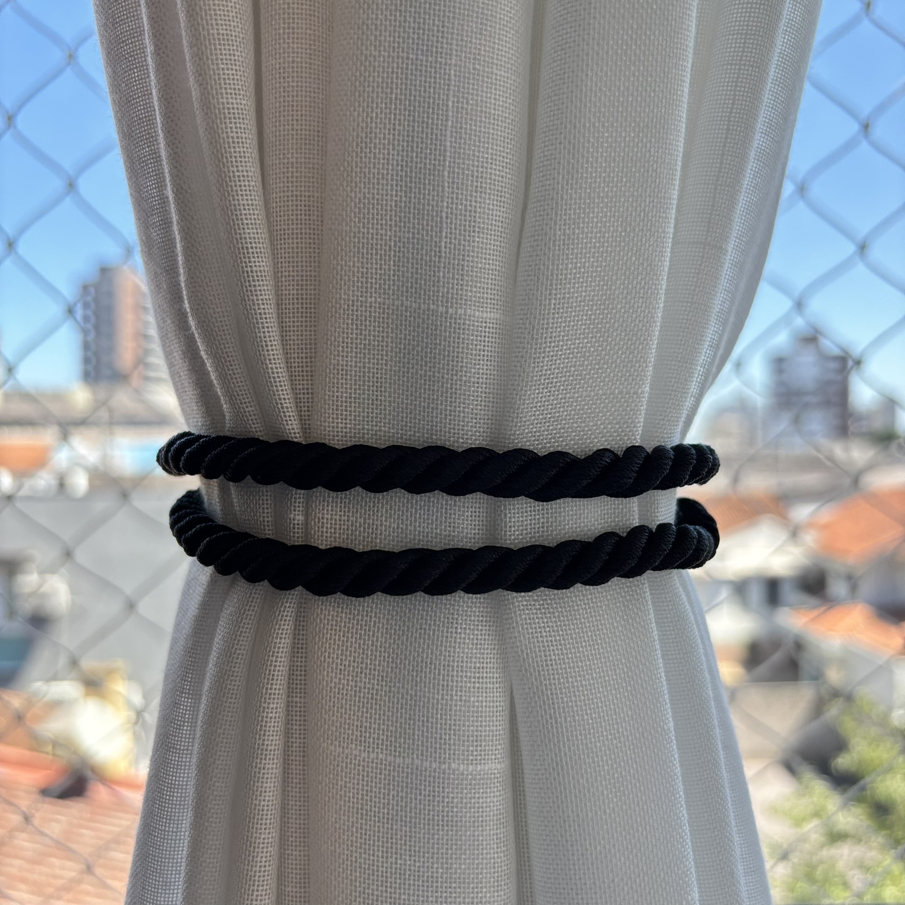 BRAÇADEIRA PARA CORTINA (PAR) CORDA PRETA
