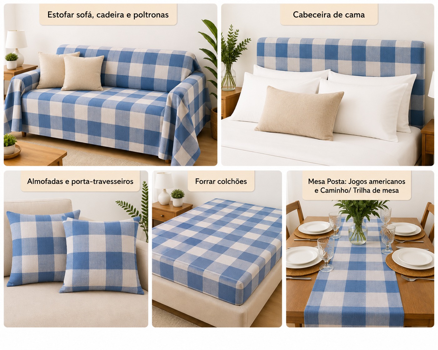 LINEN  XADREZ GRANDE AZUL D04 C22 TECIDO PARA ESTOFARIA