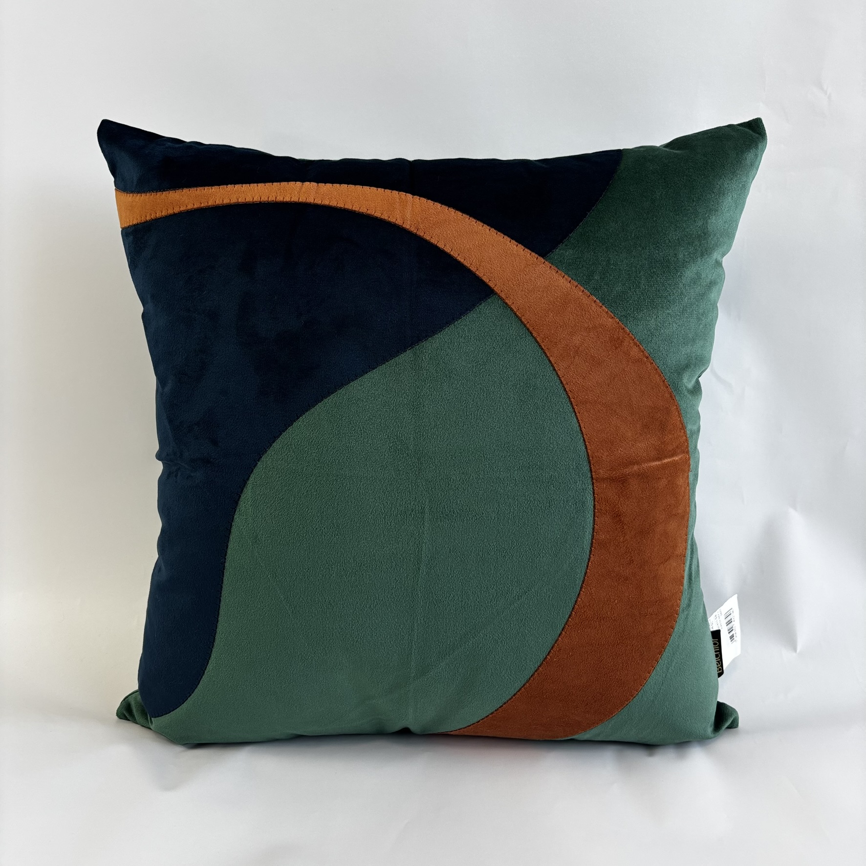 CAPA PARA ALMOFADA 50 X 50 CM  VELUDO SUEDE VERDE AZUL E CARAMELO