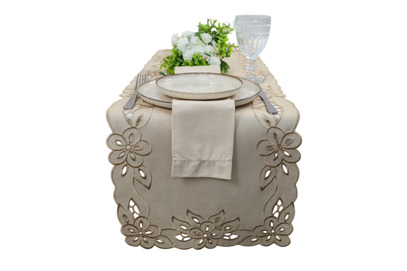 TRILHO DE MESA 40cm x 1,40m RECHILIE - BEIGE 