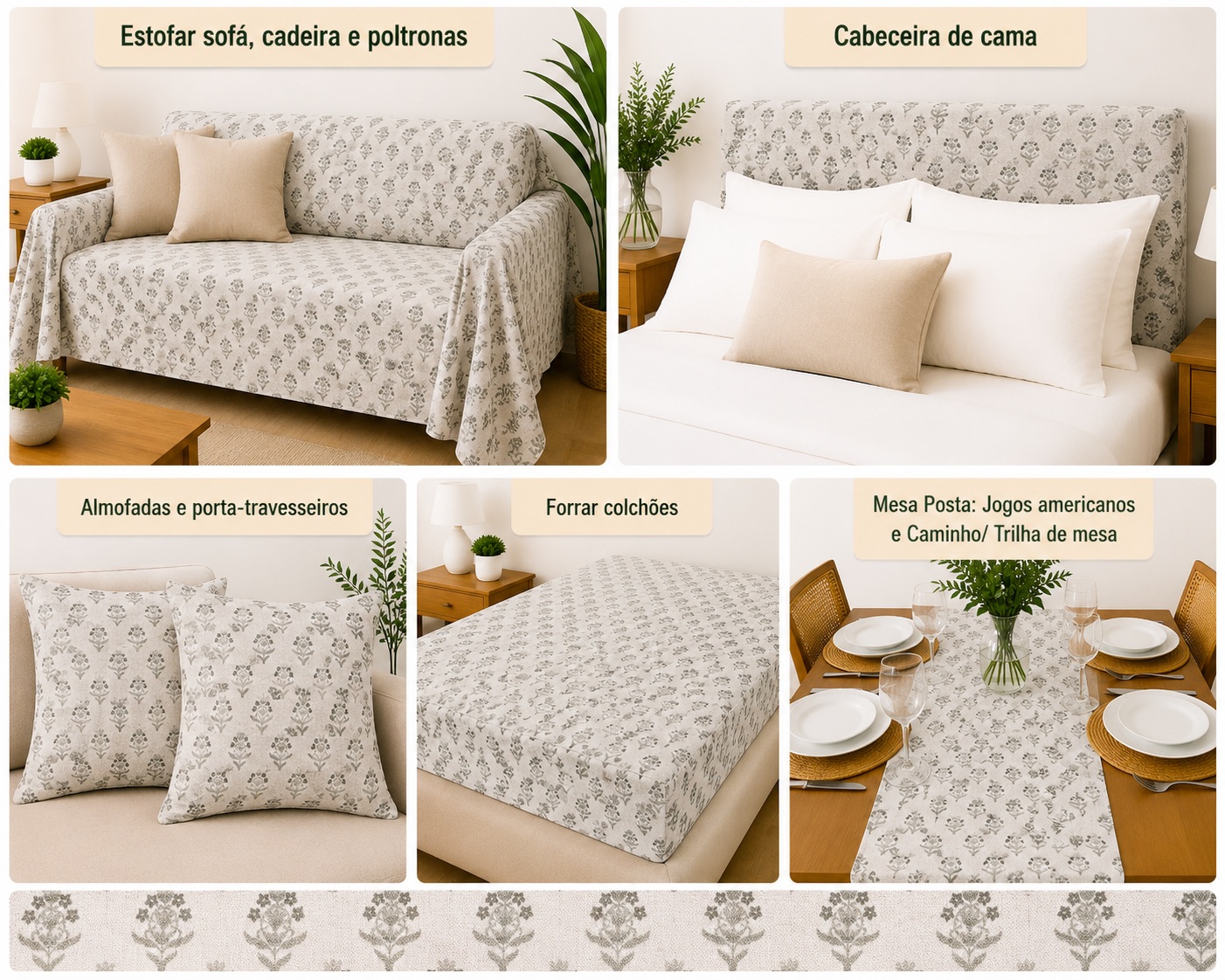 LINEN  FLOR DE LIS VERDE D05 C09