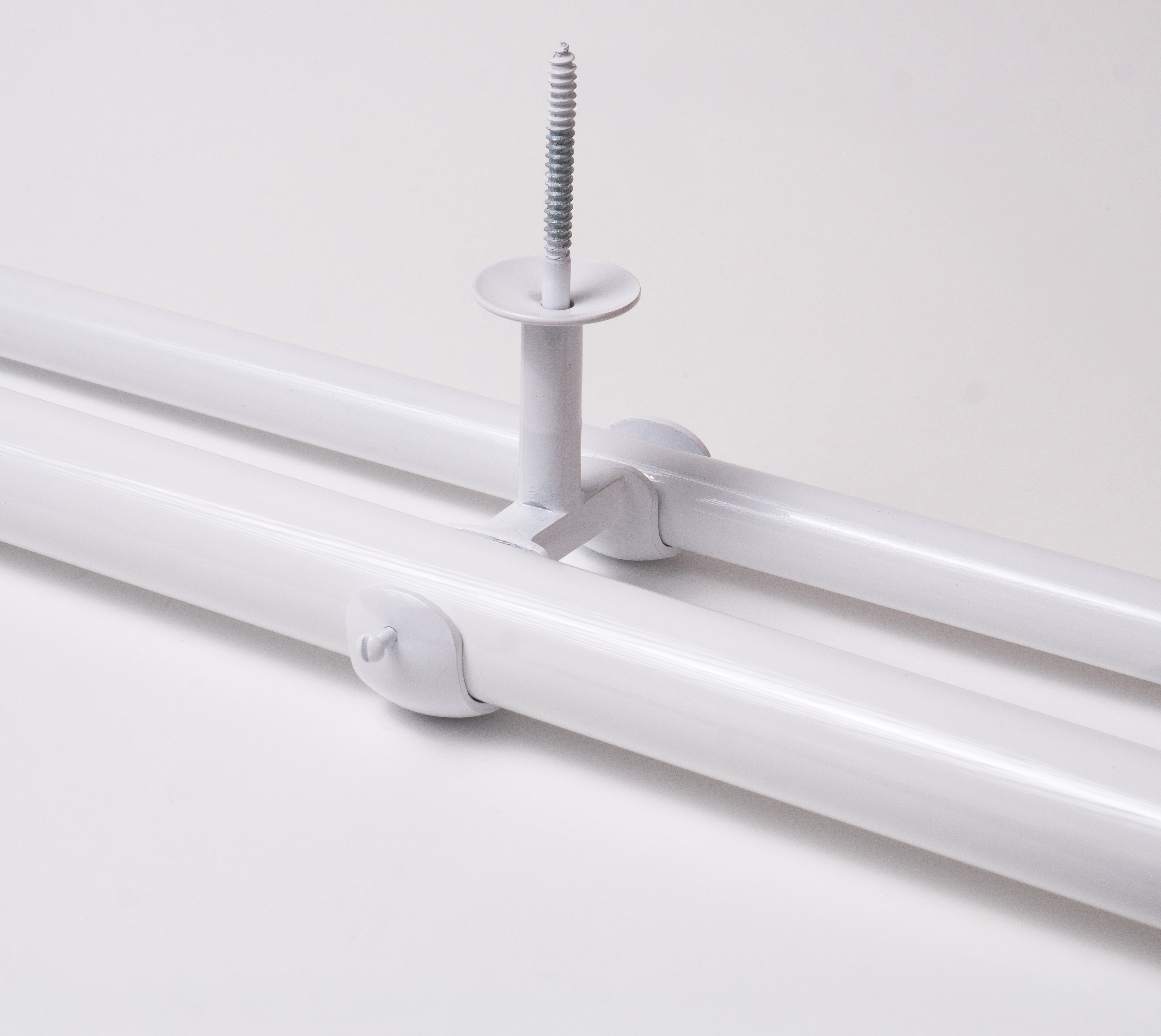 SUPORTE DUPLO DE  TETO PARA VARÃO DE CORTINA DUPLO DE 19 E 28MM - BRANCO
