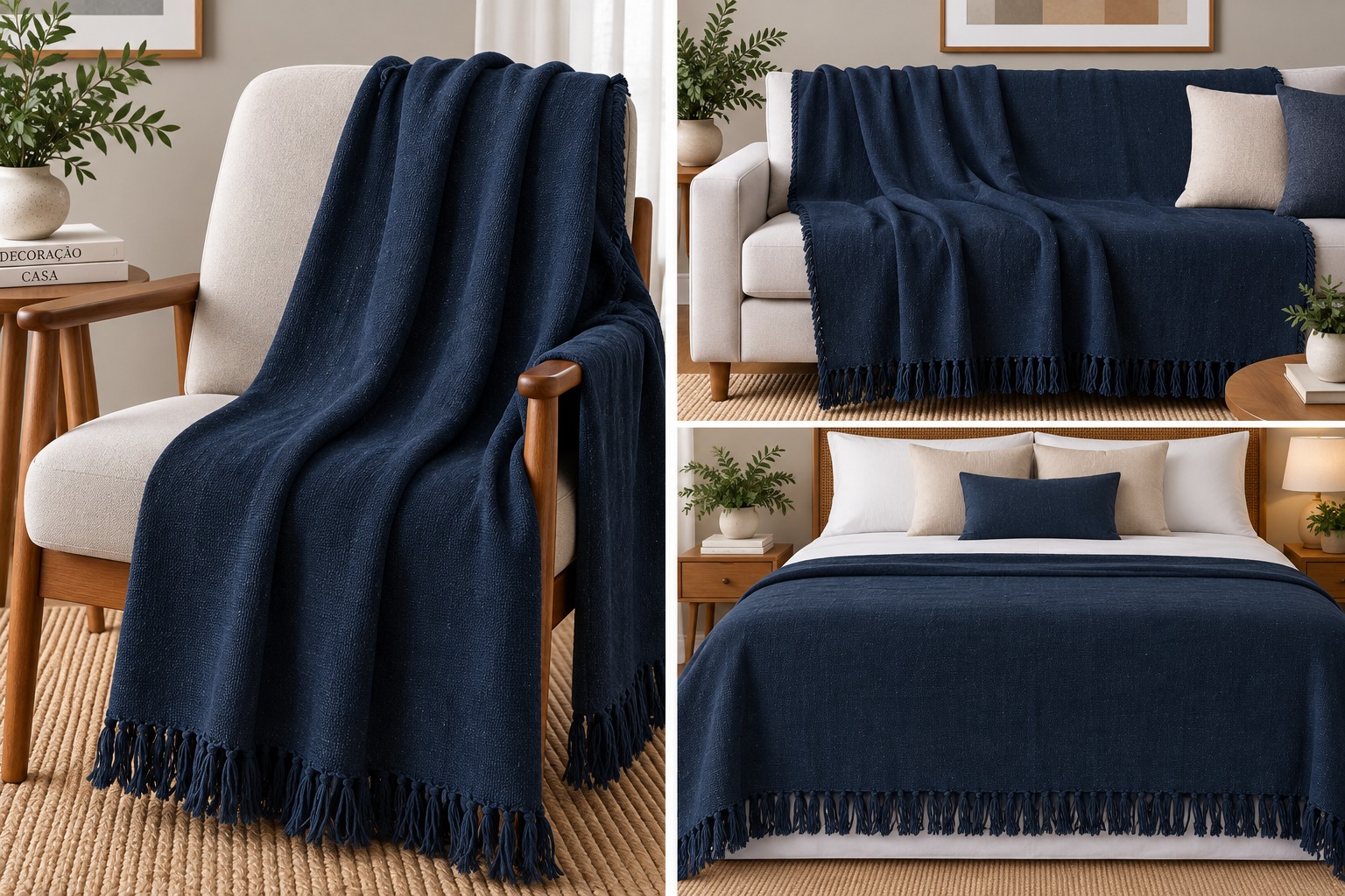MANTA VENEZA 1,80X2,30 AZUL