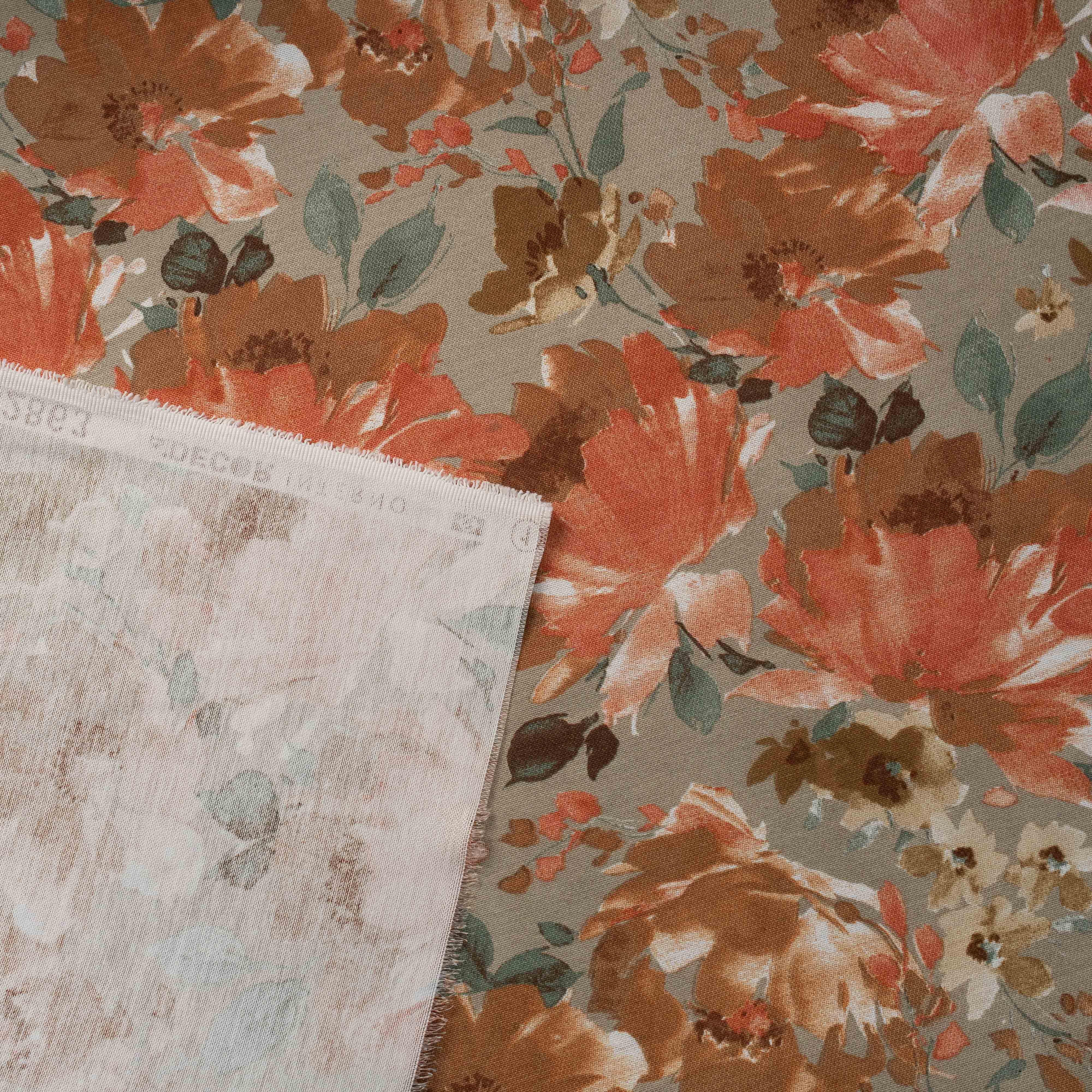 TECIDO ESTAMPADO ALGODÃO FLORAL TONS TERRA FIAMA