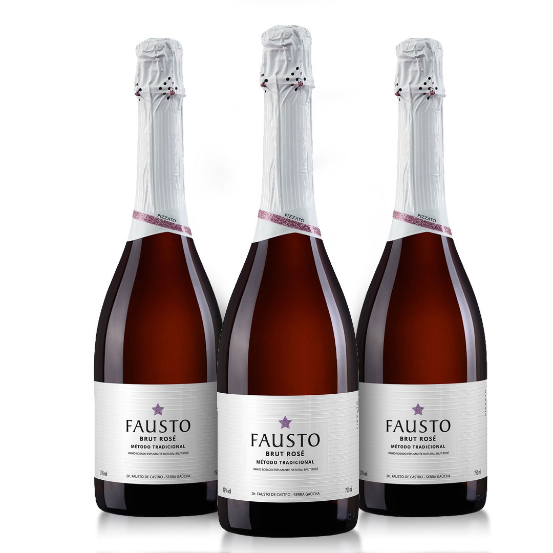 KIT 03 - FAUSTO BRUT ROSÉ (kit com 3 garrafas)