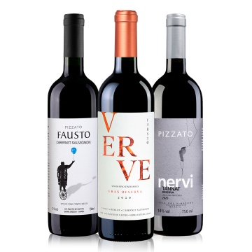 Trio Pizzato + Fausto - Fausto Verve, Pizzato Tannat e Fausto Cabernet