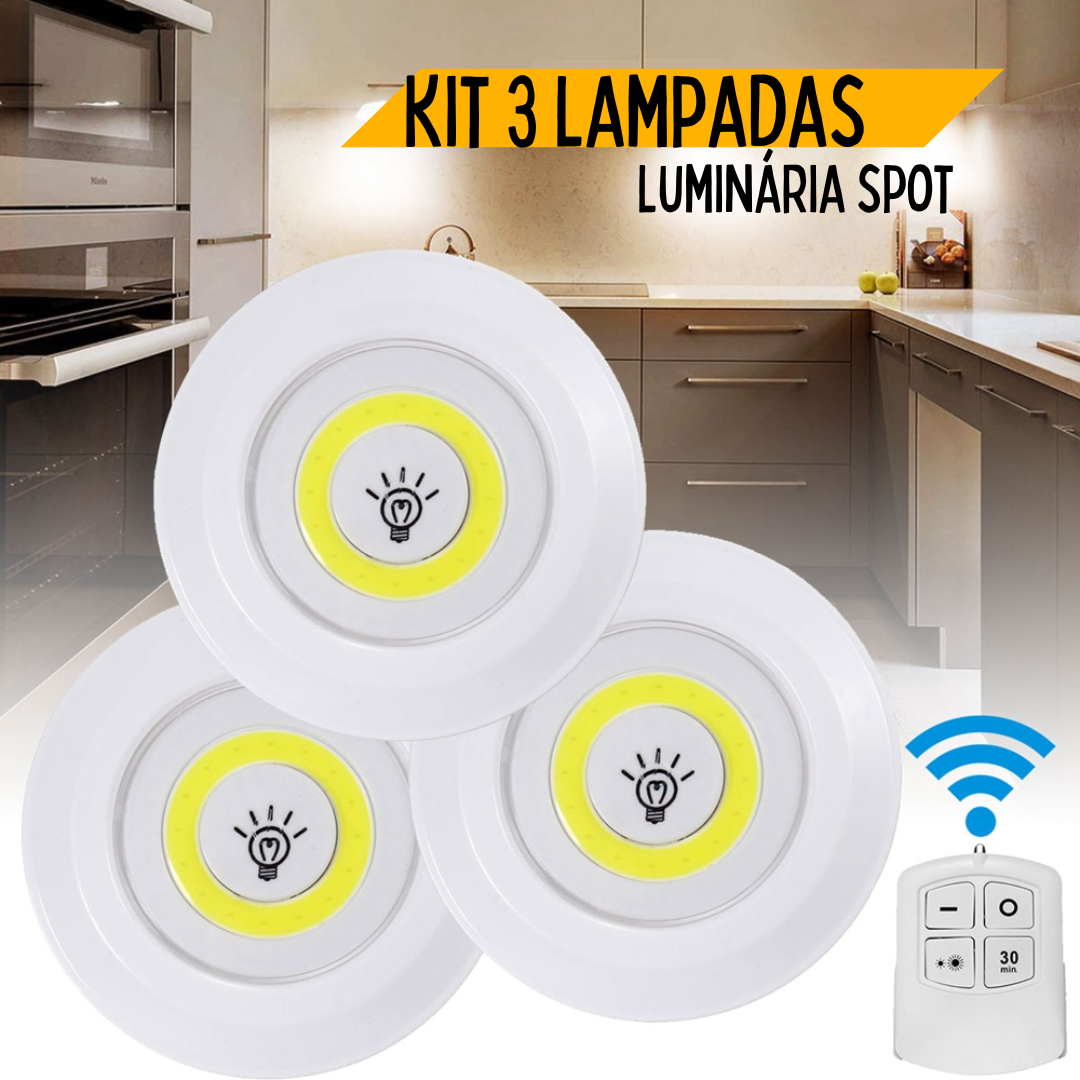 Kit 3 Lampadas Luminária Led Spot Sem Fio Controle Remoto _ CS238