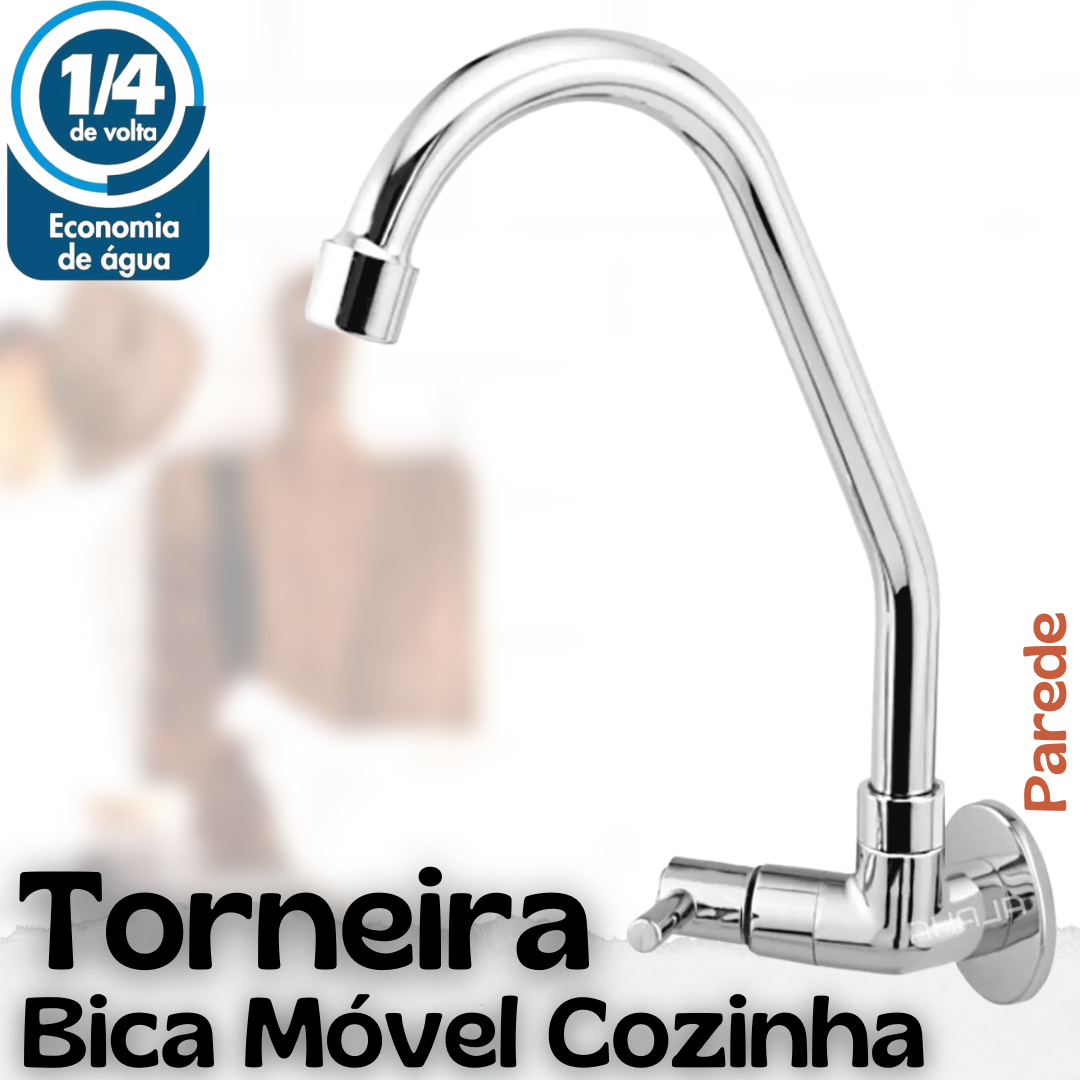 Torneira Cozinha Parede Metal Cromado Bica Móvel _ CS127