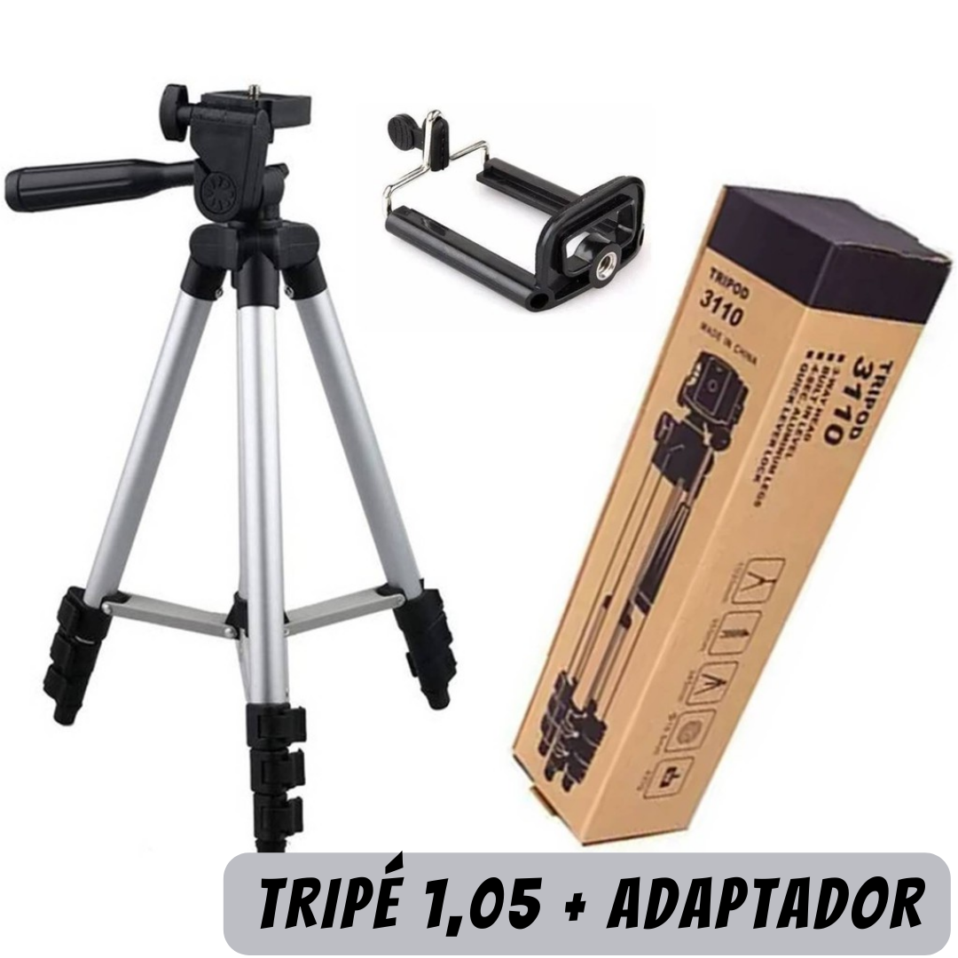 Tripé 1,05m Tripod 3110 + Adaptador para Celular _ EL32 📸📱