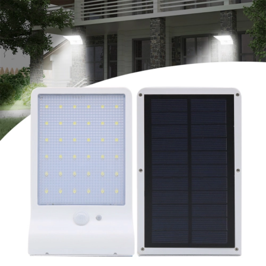 Luminária Refletor Solar Parede 36 Leds Sensor Luz Fria _ CS331