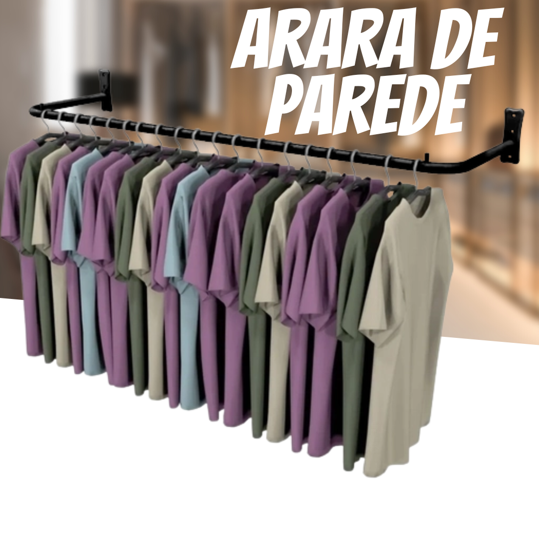 Arara de Parede Reta 1 Metro Roupas e Acessórios _ CS471