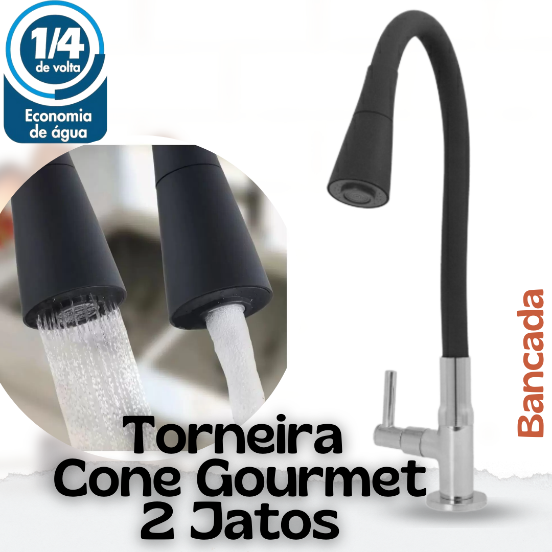 Torneira Gourmet Cozinha Mesa Bancada Preta Cone - CS469