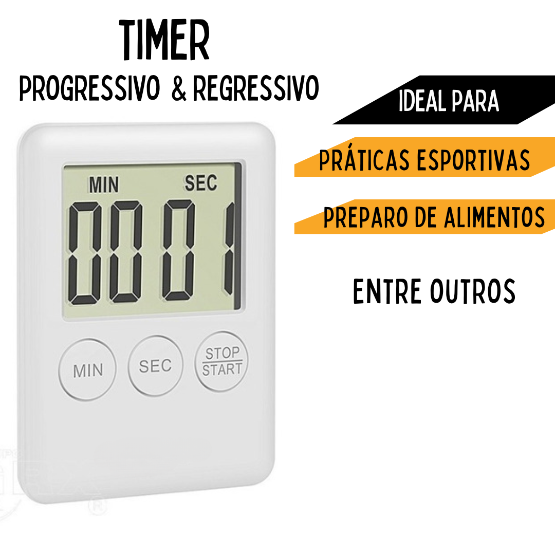 Timer Digital com Imã Cronômetro Regressivo e Progressivo _ EL95 ⏲️🧲