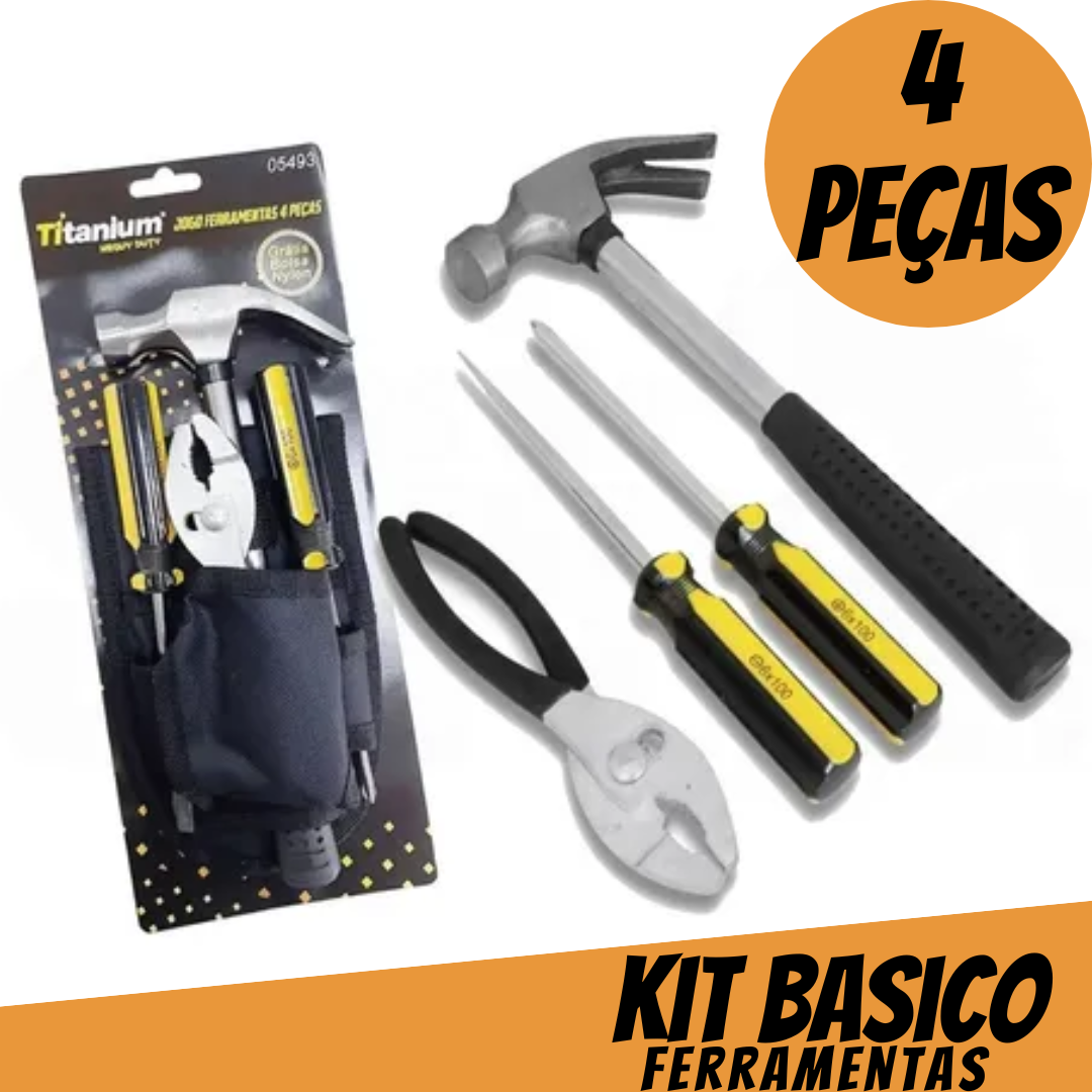 Kit Ferramentas Manuais 4 Peças + Bolsa Nylon _ FE73