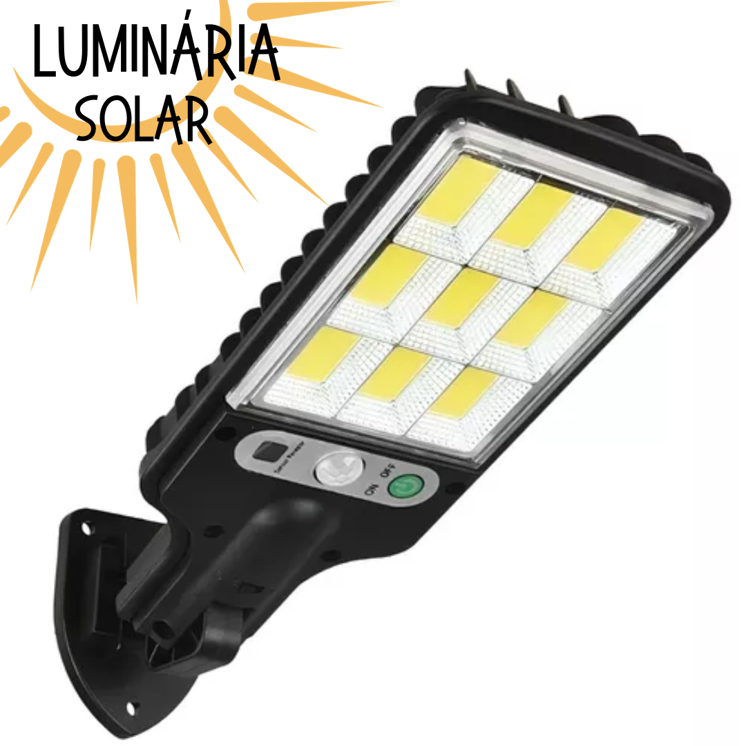 Luminária Solar Poste Parede Refletor 72 Cob Sensor 21W _ CS344