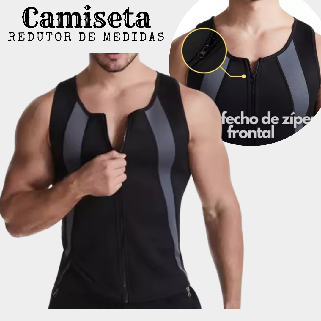 Camiseta Cinta Modeladora Queima Gordura Masculino Com Zíper _ ES04