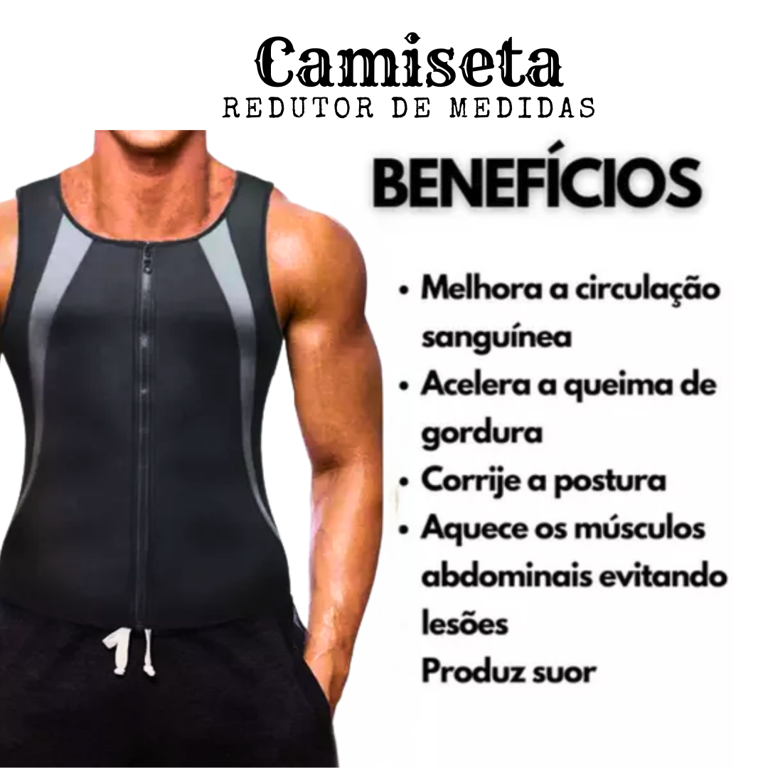 Camiseta Cinta Modeladora Queima Gordura Masculino Com Zíper _ ES04