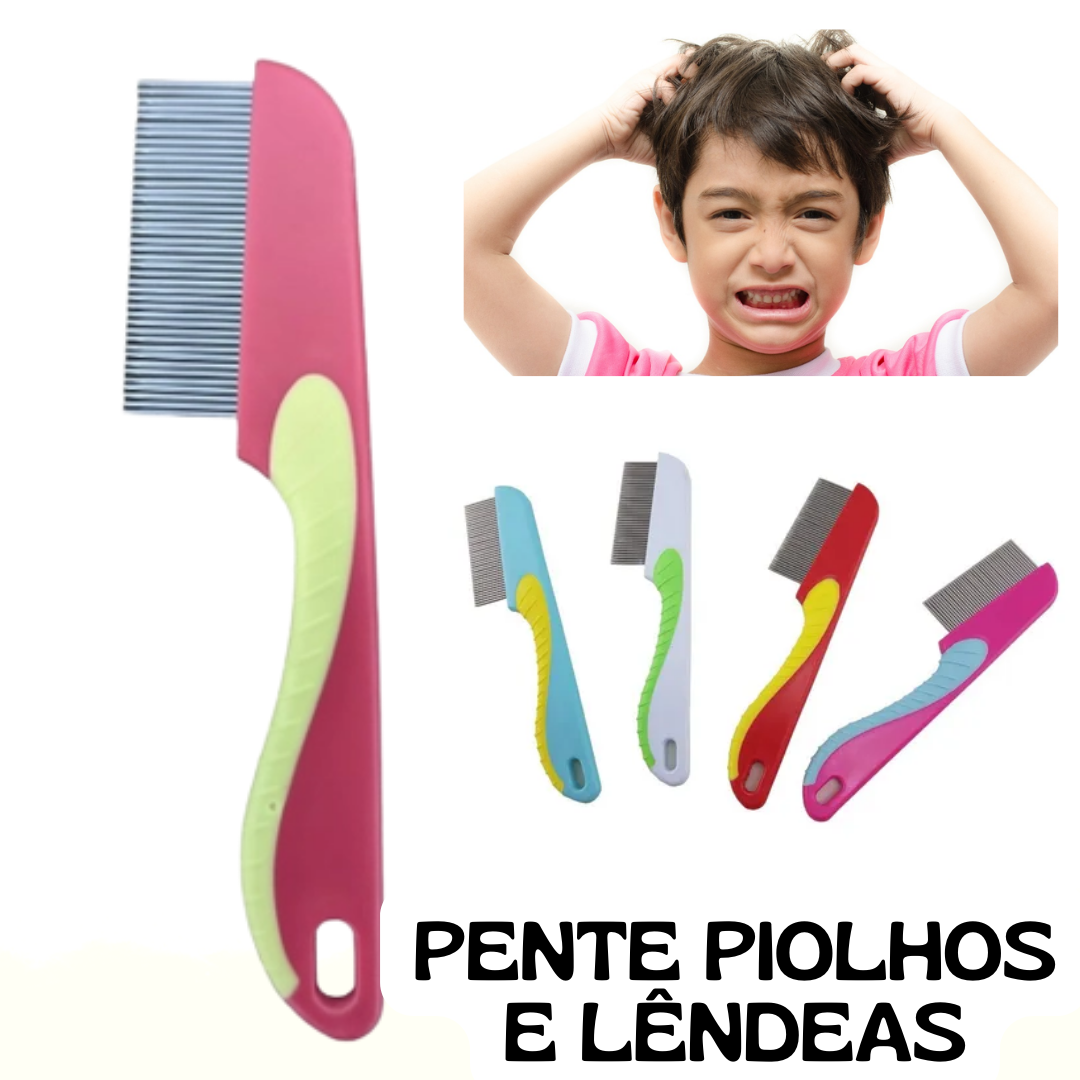 Pente Fino Com Dentes de Aço Inox e Cabo Plástico _ IF03