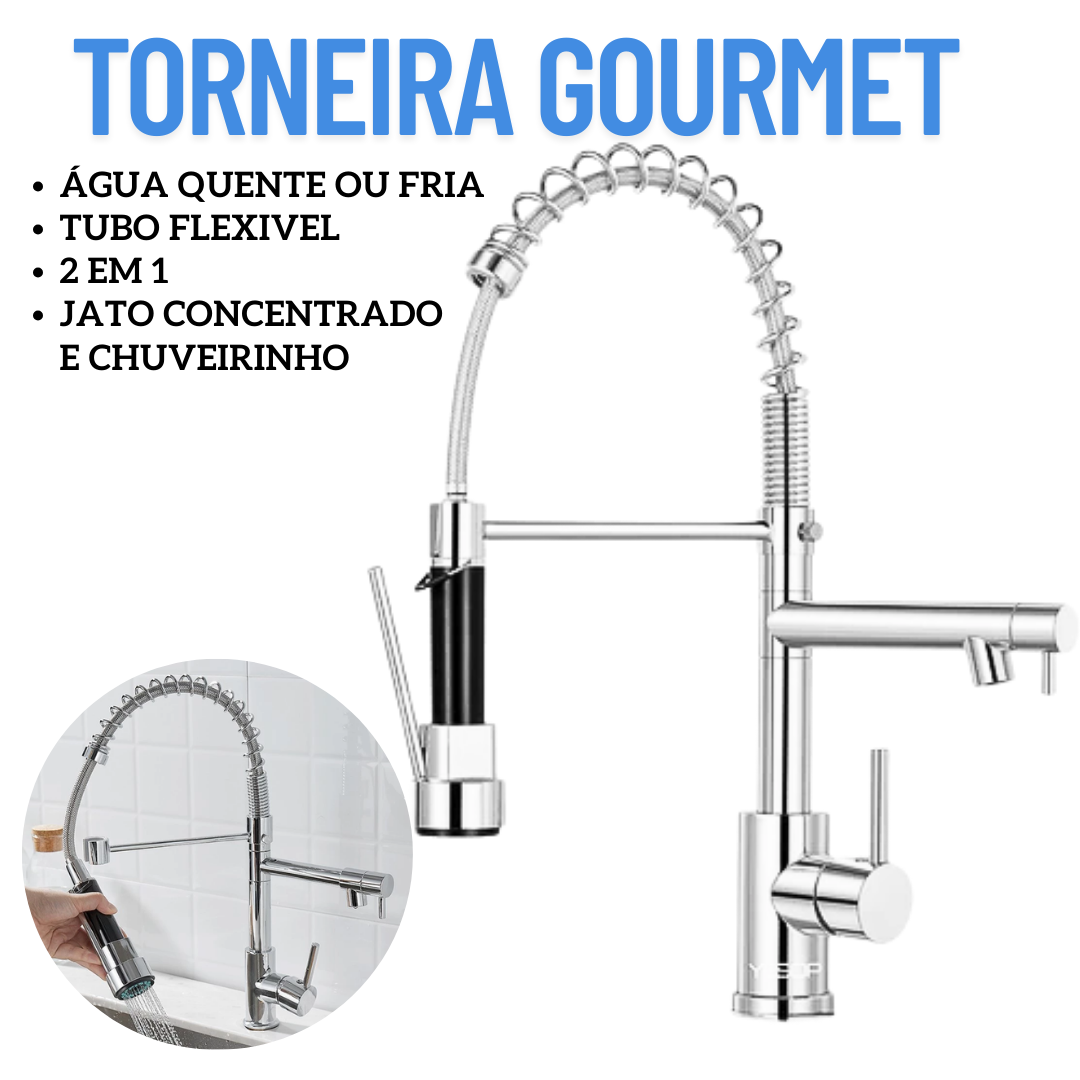 Torneira Gourmet de Bancada Luxuosa – Tubo Flexível e Design Moderno _ CS169