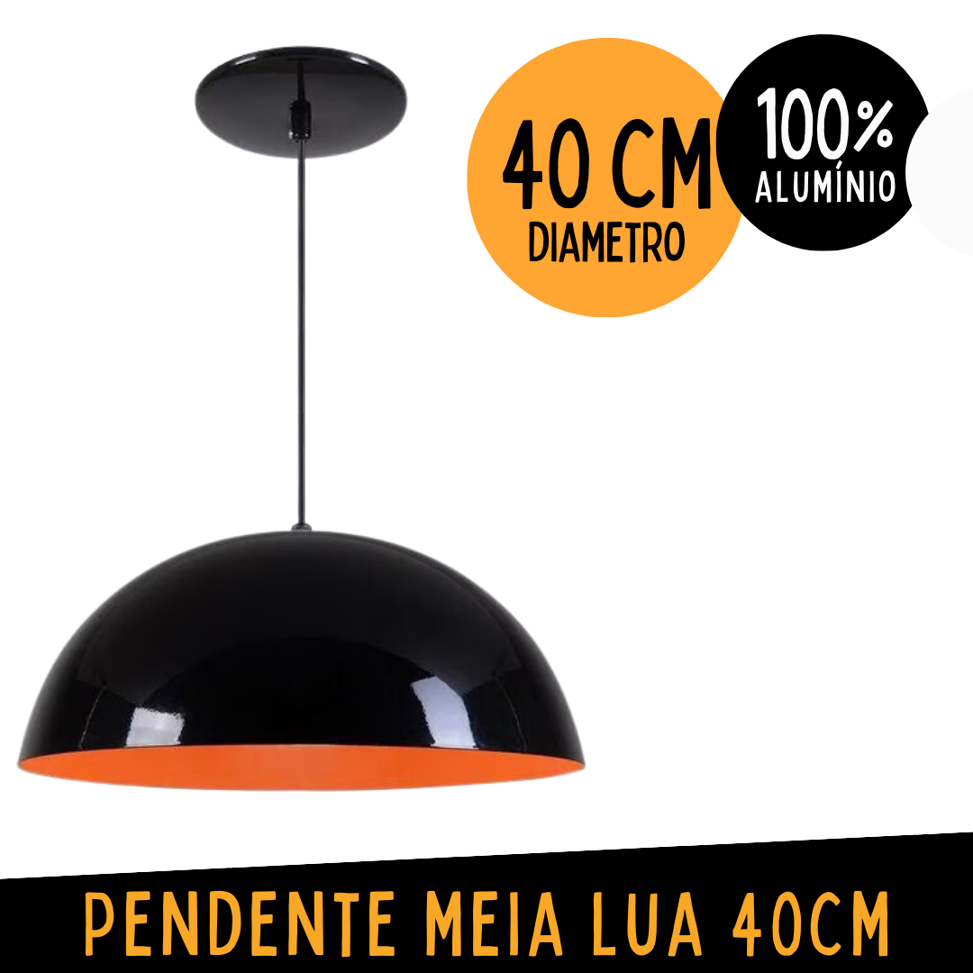 Pendente Meia Lua 40cm Alumínio Duas Cores _ CS248