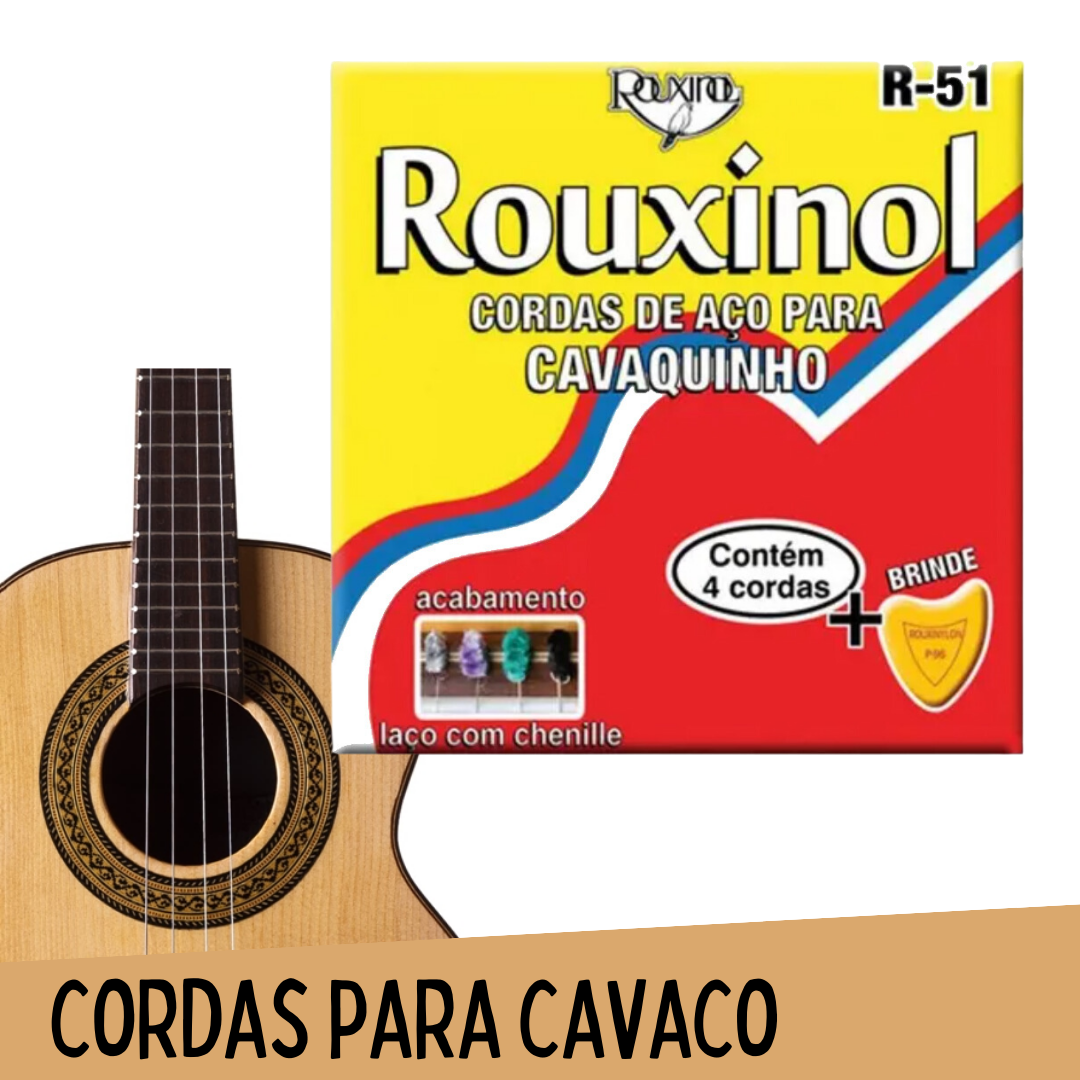 Encordoamento para Cavaquinho AÇO Rouxinol E-51 com Palheta _ MS86 🎶🎸