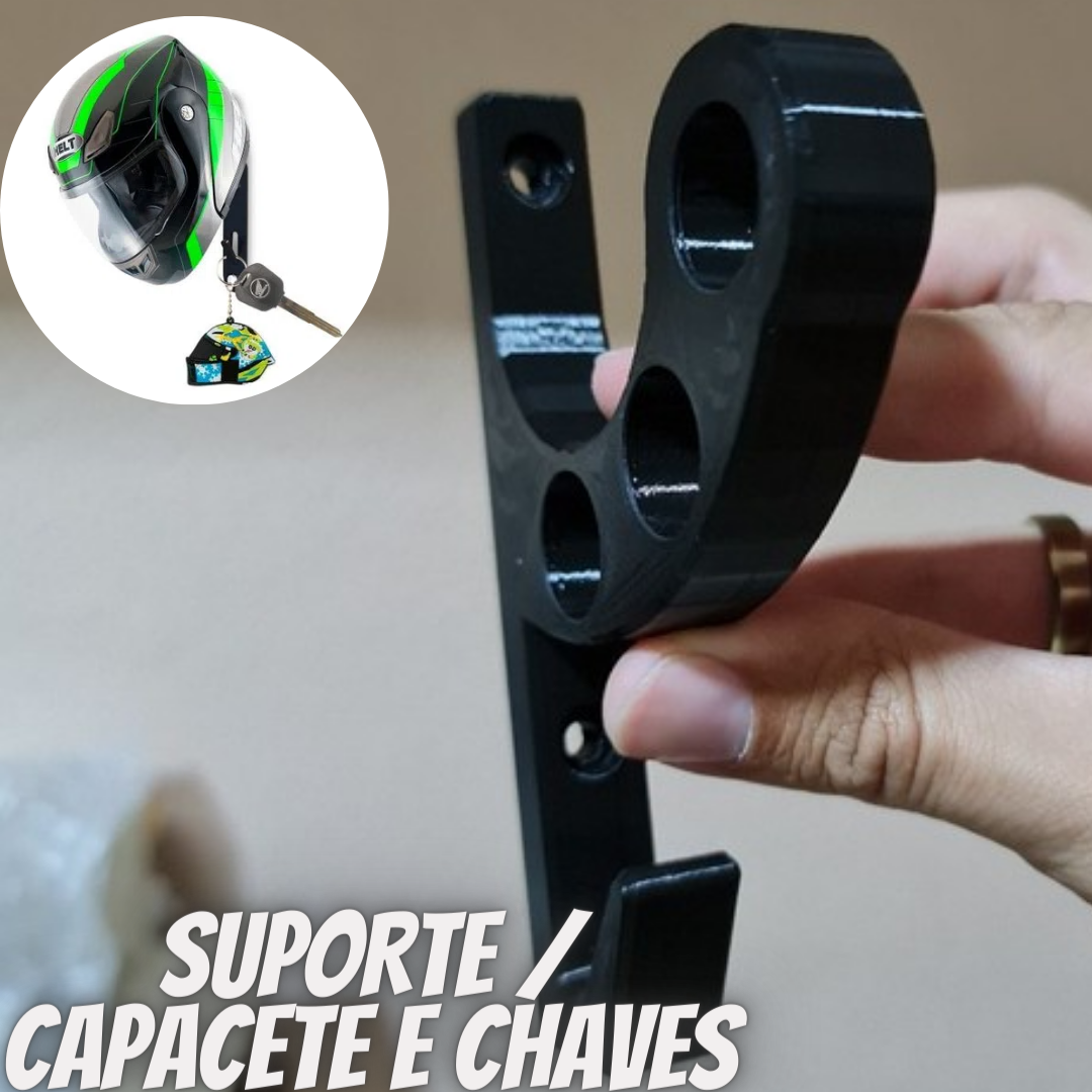 🛵🔑 Suporte de Parede para Capacete e Chaves Moto e Bicicleta _ AU33