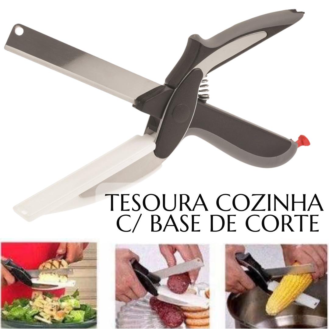 Tesoura Para Cortar Alimentos Faca De Cozinha 2 Em 1 Cortador Legumes _ CS60