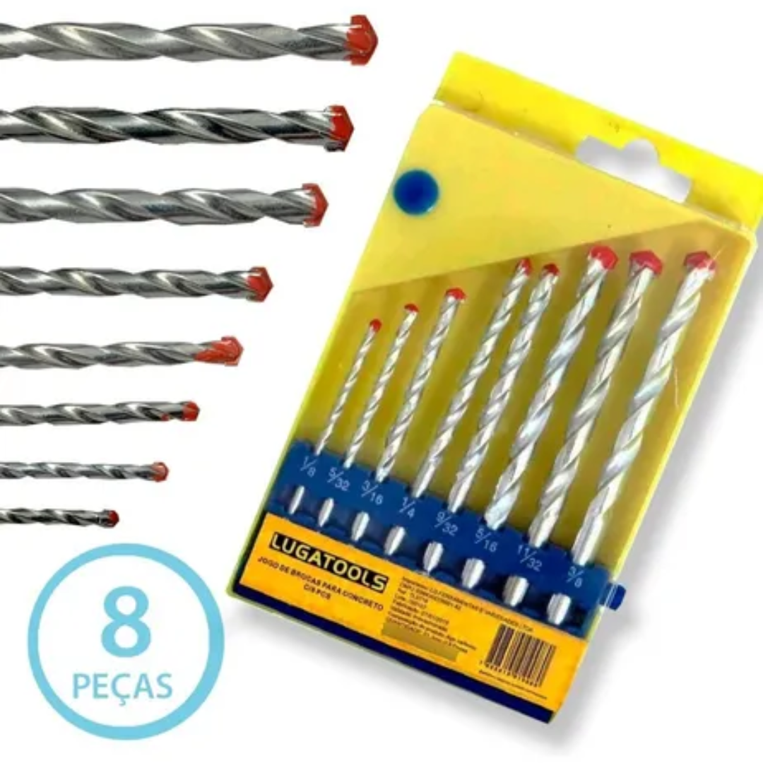 Kit De Brocas De Vídea Para Parede e Alvenaria 8 Peças _ FE47