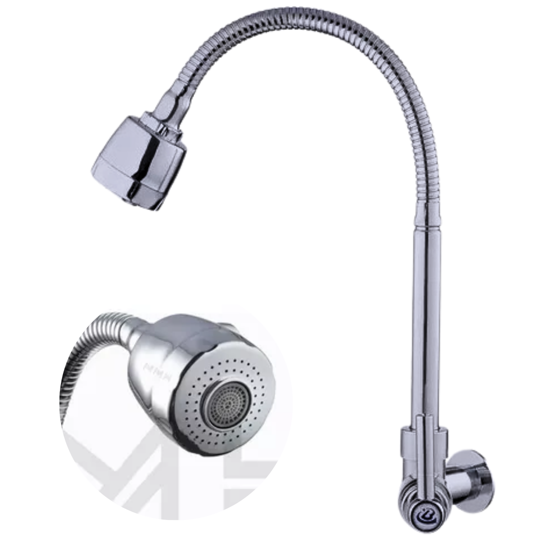 Torneira Gourmet Parede ABS Com Tubo Flexível em Metal 2 Jatos de Agua _ CS231