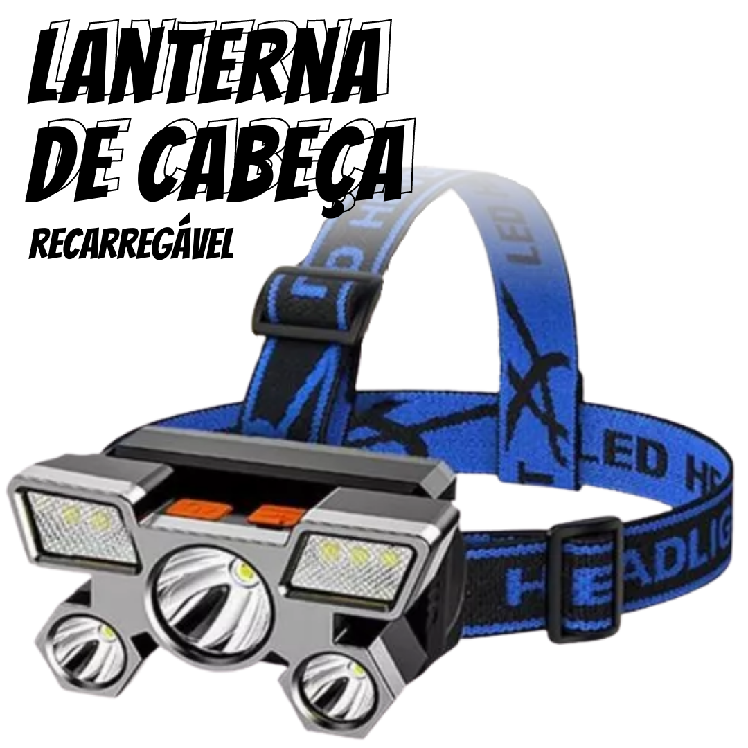 Lanterna de Cabeça 5 Leds Cree T6 Profissional Multiuso _ ES99